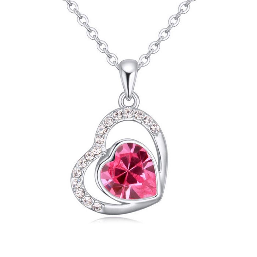 BUNGSA Ketten-Set Kette Crazy Heart Silber aus Messing für Damen (1-tlg), Halskette Necklace