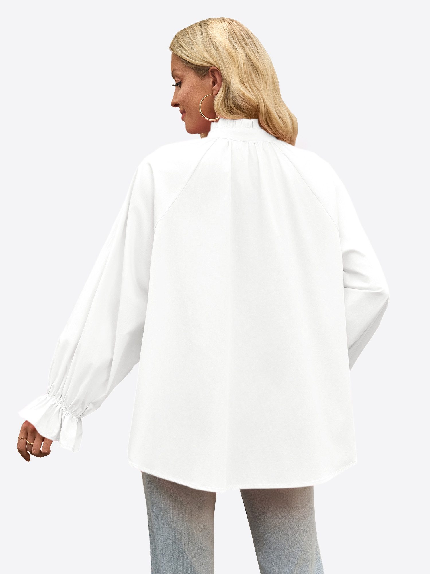 Imily Bela Hemdbluse Damen Lässige Blasenärmelhemd (Packung, 1-tlg., 1per-P günstig online kaufen