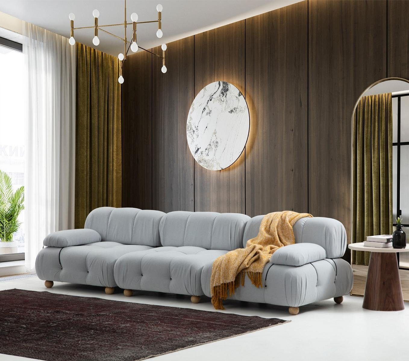 JVmoebel Europa Neu, Sofas Stoff 3-Sitzer 3 Teile, Sitzer Dreisitzer Modern in Design 3 Grau Wohnzimmer Sofa Made