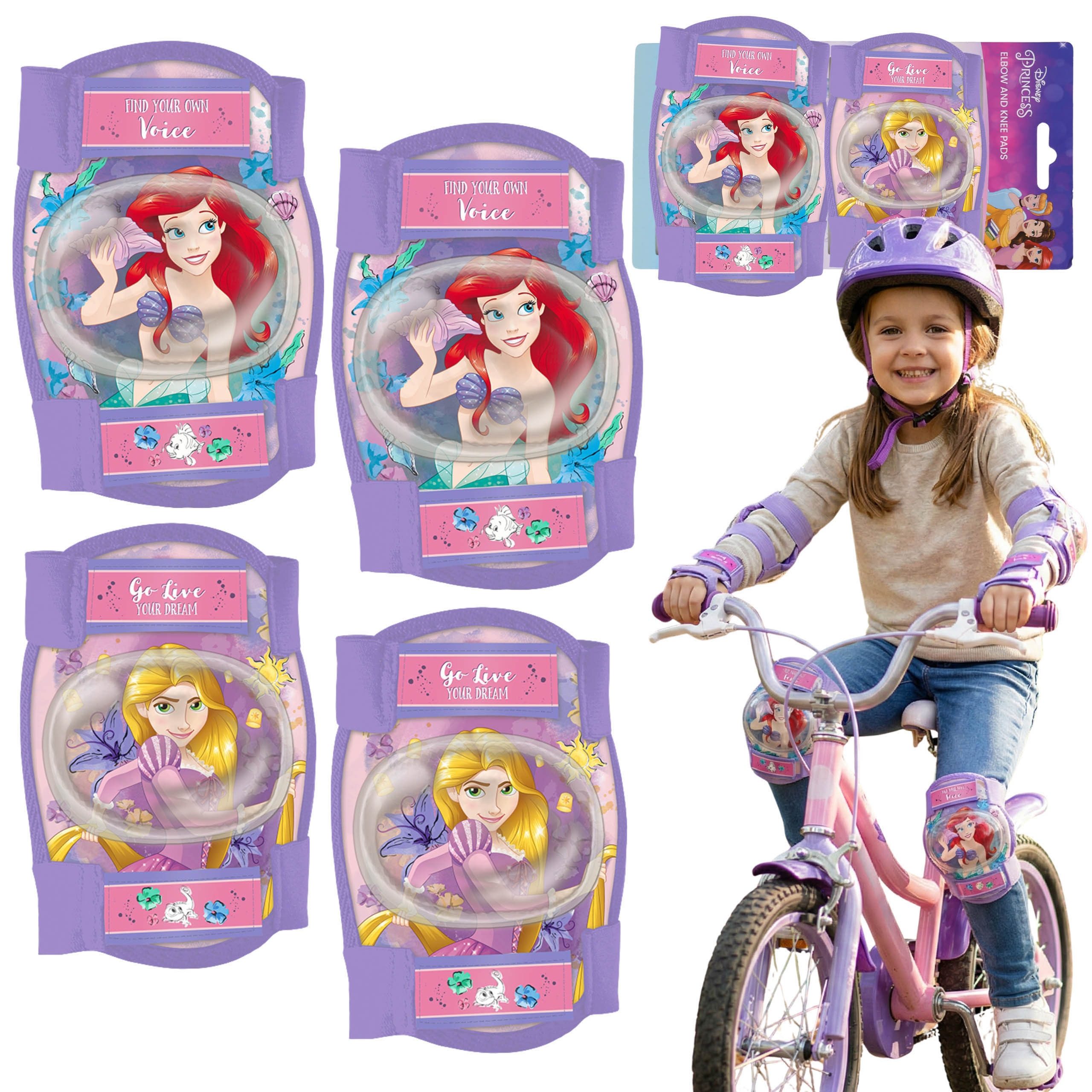 Protektoren-Set DISNEY PRINCESS Knie- und Ellbogenschützer für Kinder Fahrrad Roller
