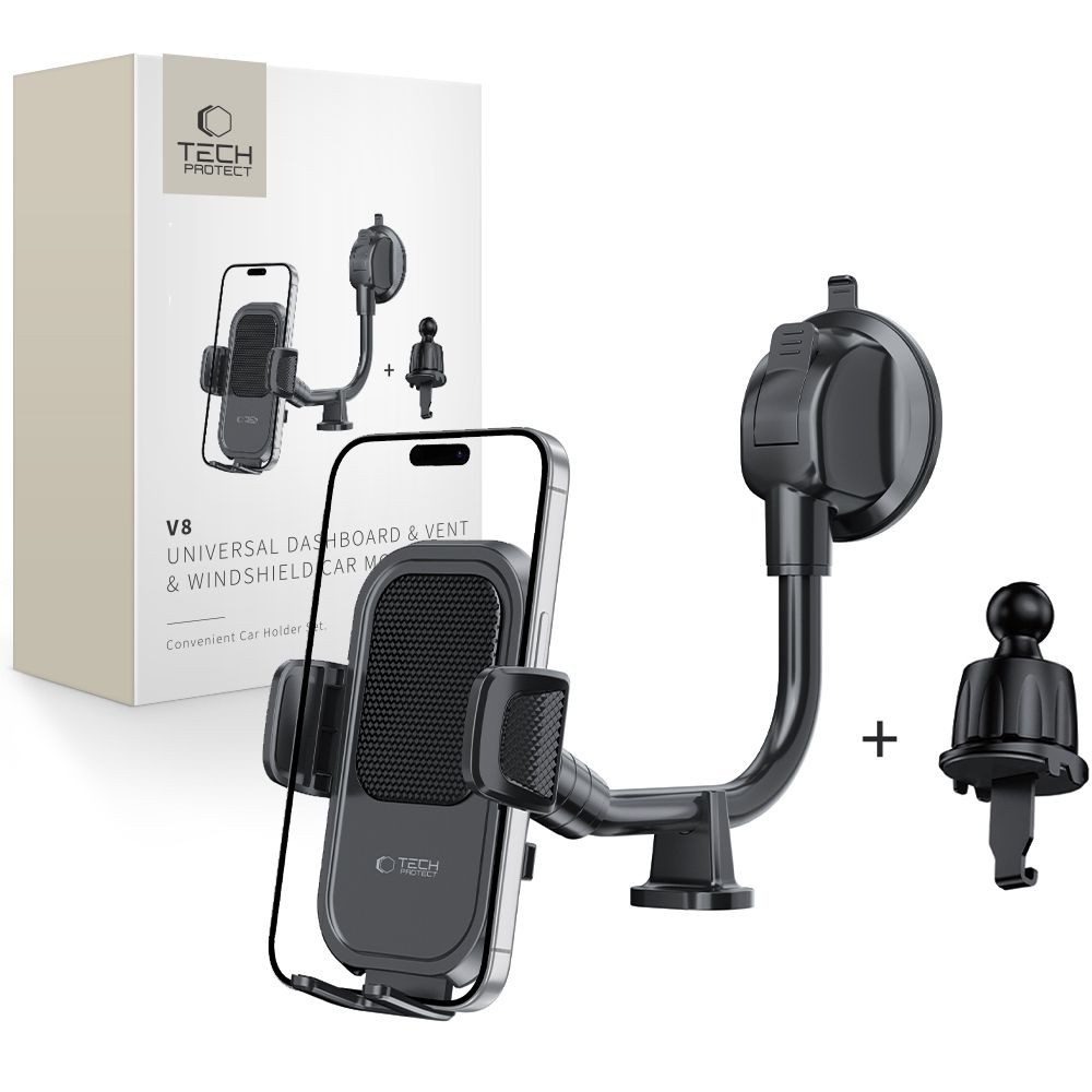 TECH PROTECT Handy-Halterung Autohalterung Saugnapfhalterung Lüftungshalterung, (Spar-Set, 1-tlg., 51-95 mm drehbar, Teleskoparm, 360° drehbar, Einhandbedienung)