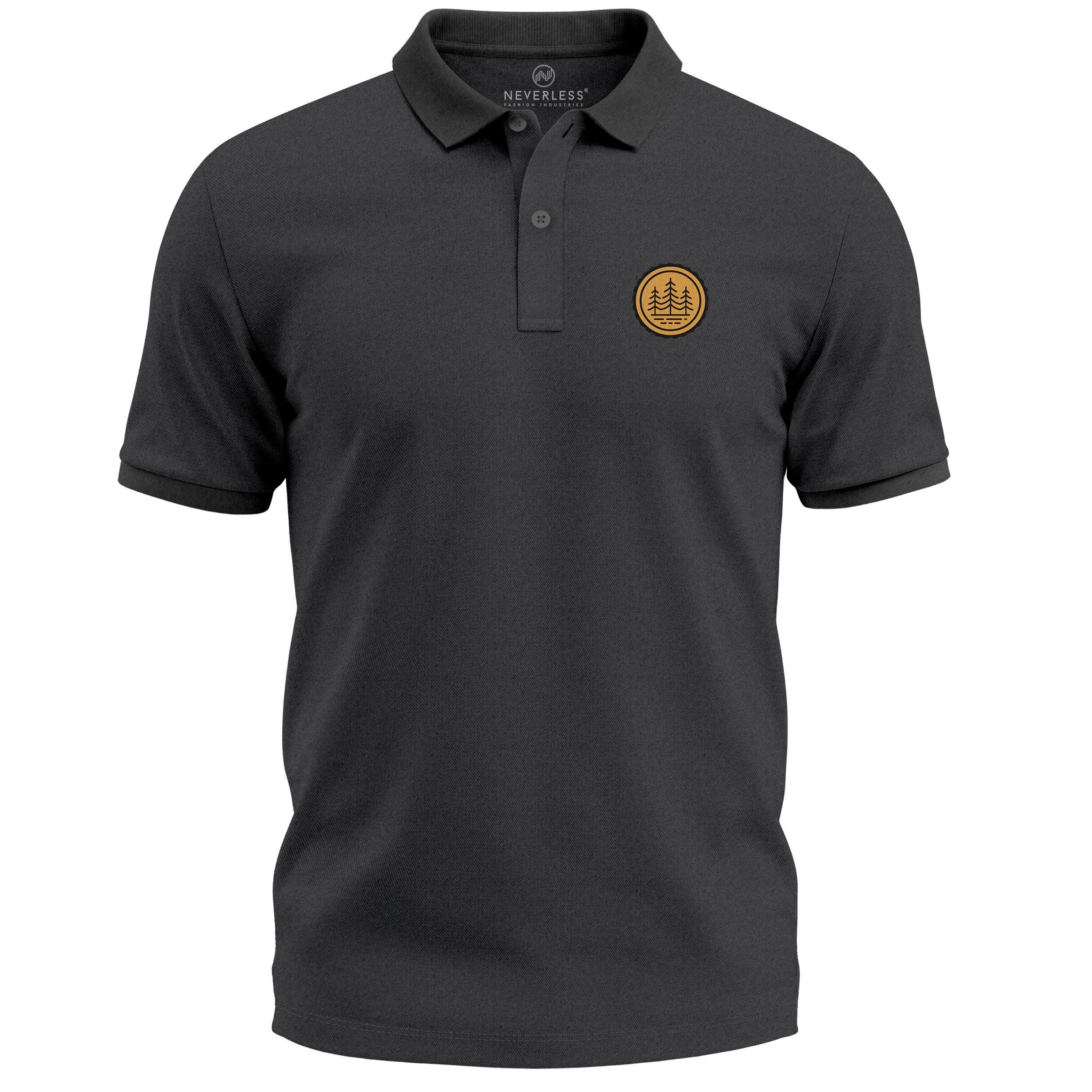 Poloshirt Poloshirt Herren mit Grafik Logo Wald– Kurzarm Polo Sommer Casual