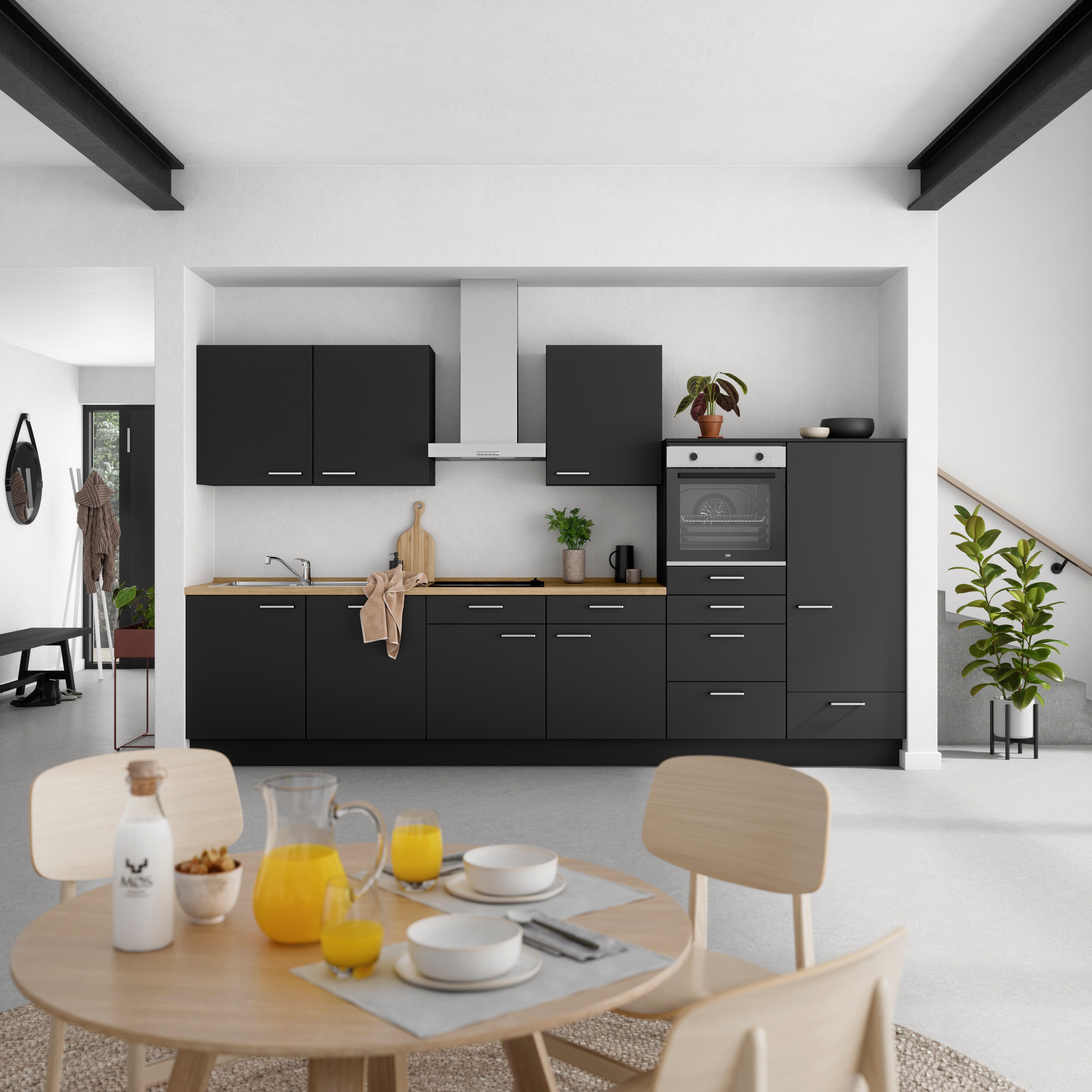 nobilia® Küchenzeile "Touch I", NEU: individuell anpassbar mit gratis Profi-Beratung, vormontiert, Breite 360 cm, Ausrichtung wählbar, wahlw. mit E-Geräten