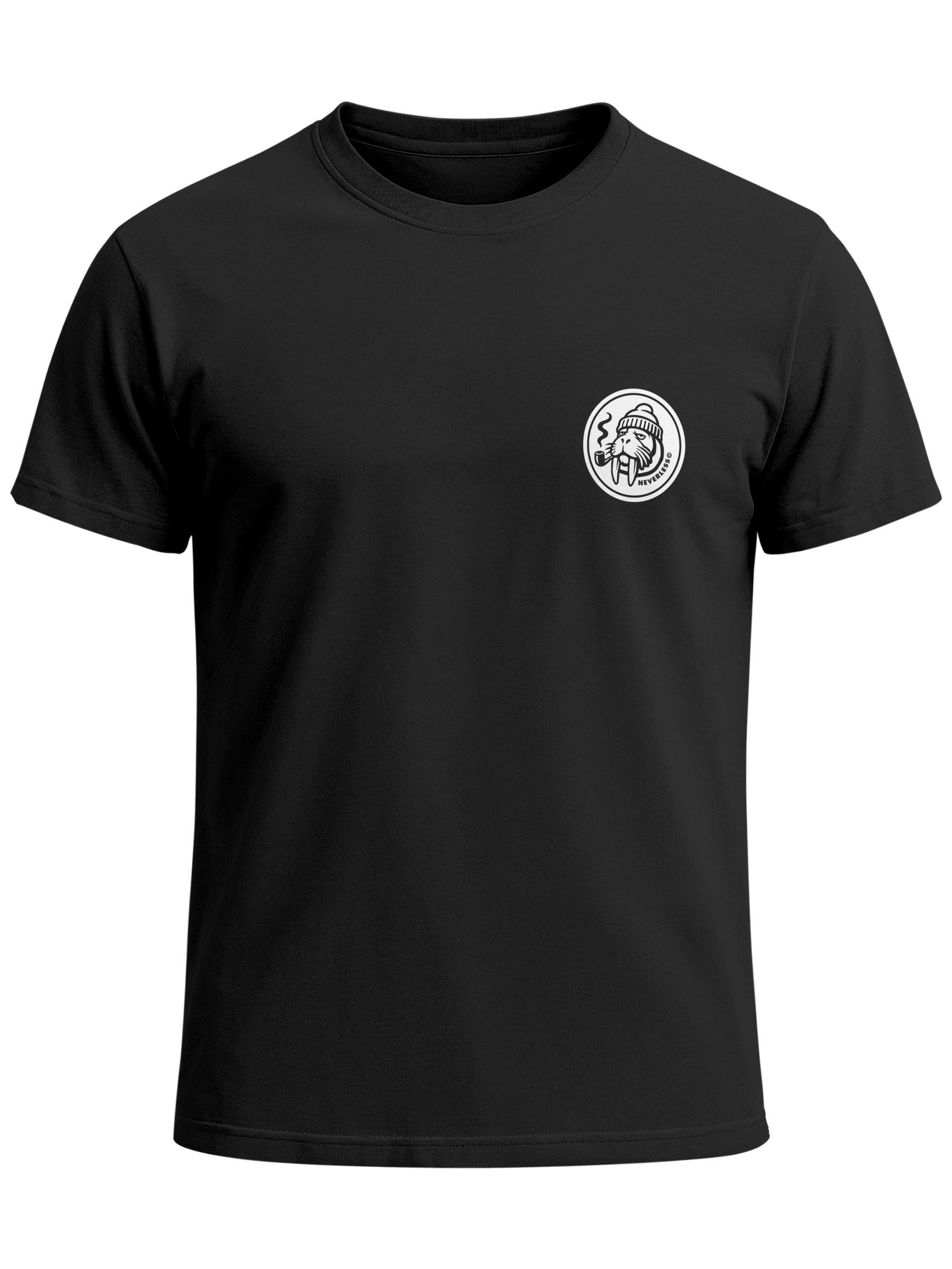 Neverless Print-Shirt Herren T-Shirt Brustprint - Logo Design Walross - Baumwollshirt mit Print