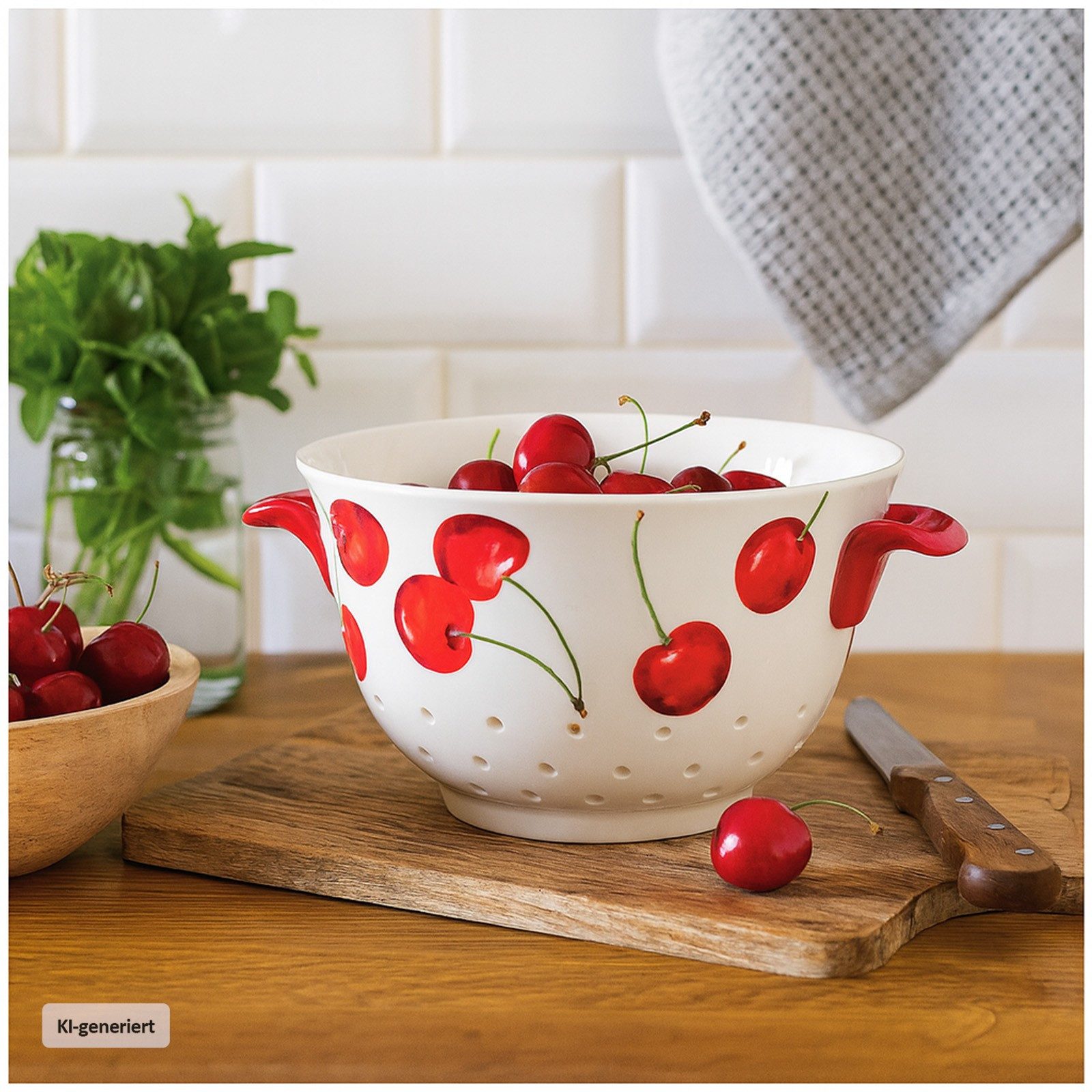 Neuetischkultur Küchensieb Küchensieb Keramik Cherry, Keramik, (Stück, 1-St., 1 Sieb), Seiher