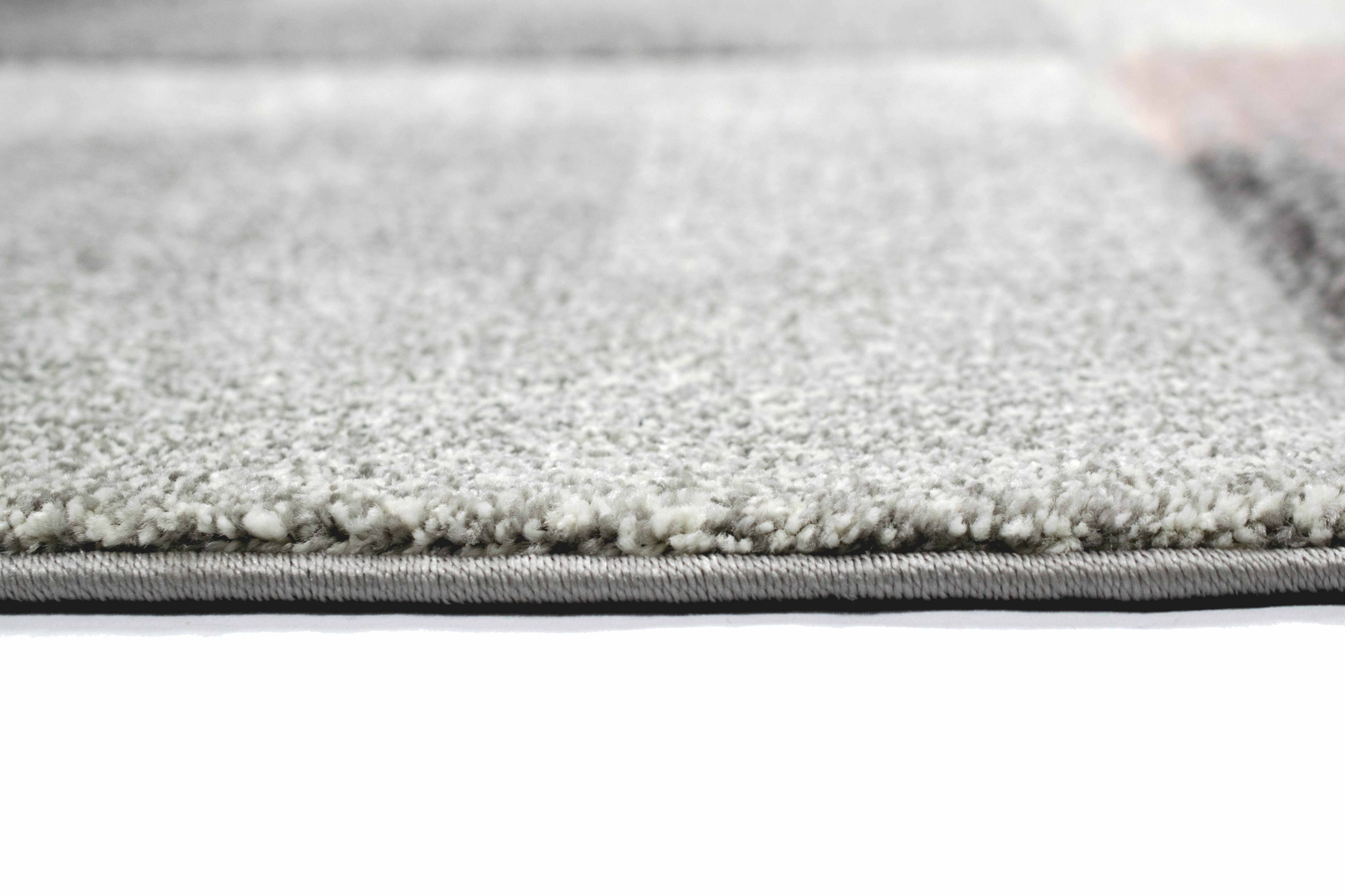 Carpetia Teppich Flur Wohnzimmer modernes Karomuster in creme rosa grau, rechteckig, Höhe: 13 mm – Bild 5 von 5