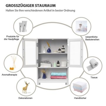 COSTWAY Hochschrank Badezimmerregal 3-stufig mit 2 Türen