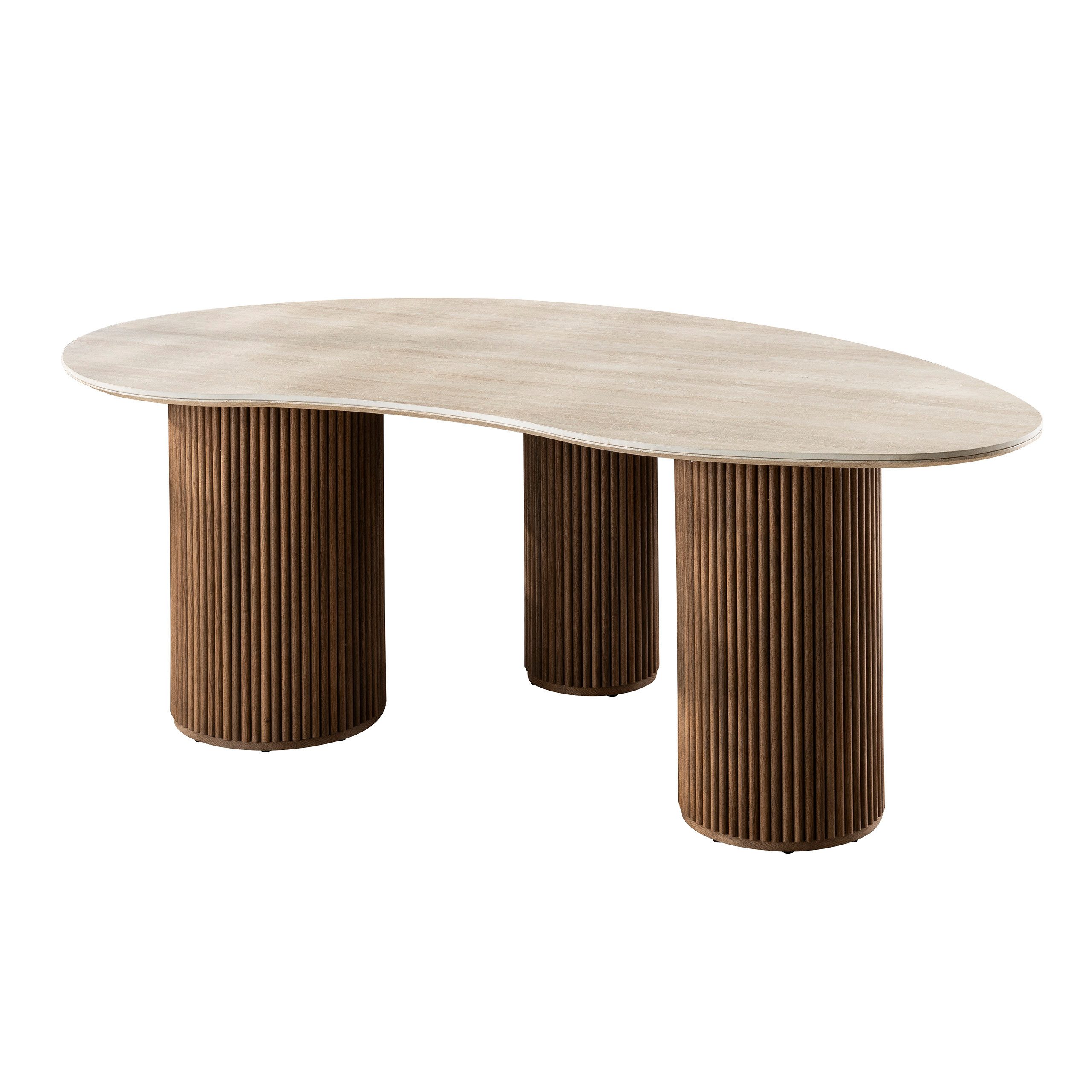 Vintagehaus Esstisch Retro Romano 215 Travertin Keramik Nierenförmig günstig online kaufen