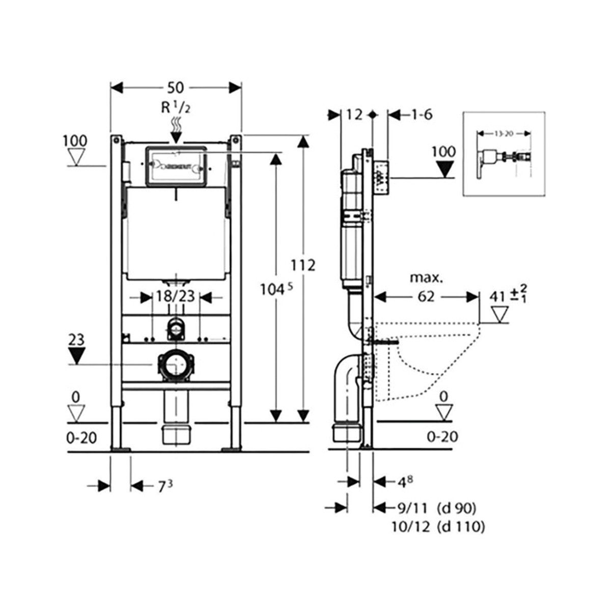 hansgrohe WC-Komplettset Hansgrohe EluPura S WC Komplettset Vorwandelement Sitz Drückerplatte, Wandhängend, UP320, UP100 oder Belvit Vorwandelement