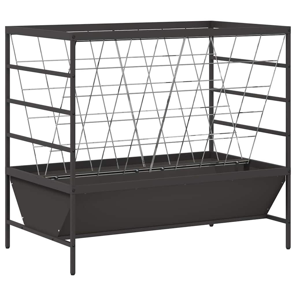 vidaXL Futterspender Viehfutterspender Schwarz 100 x 60 x 90 cm Kaltgewalzter Stahl