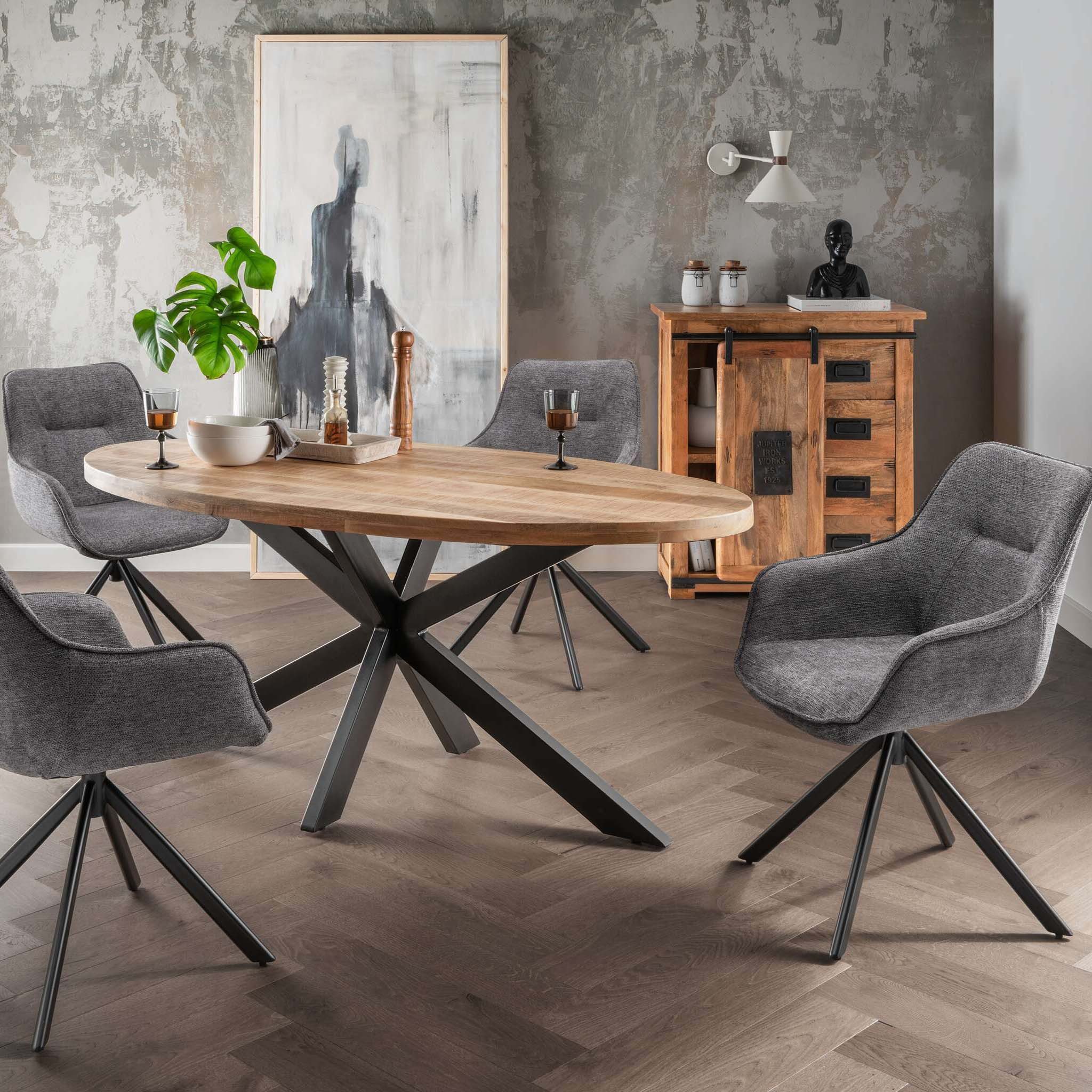 bene living Kommode Florenz Vintage - 90 cm - Mangoholz (Indoor-Möbelset, 1 St), hochwertiges Massivholz - Schiebetür und Schubladen