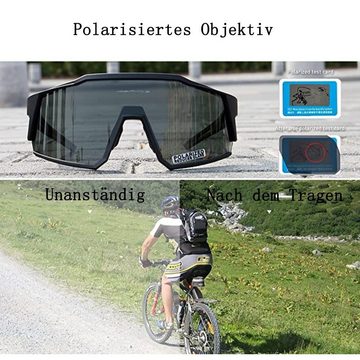 Gontence Fahrradbrille Polarisiert, Fahrradbrille mit 3 Wechselgläser