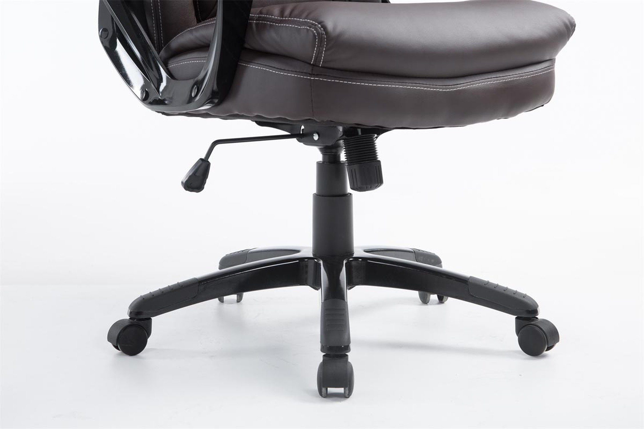 TPFLiving Bürostuhl Ploy Sitz: (Schreibtischstuhl, braun drehbar Rückenlehne Drehstuhl, Kunstleder und mit höhenverstellbar Bürostuhl XXL), Chefsessel, 360° schwarz Gestell: Kunstleder - - bequemer