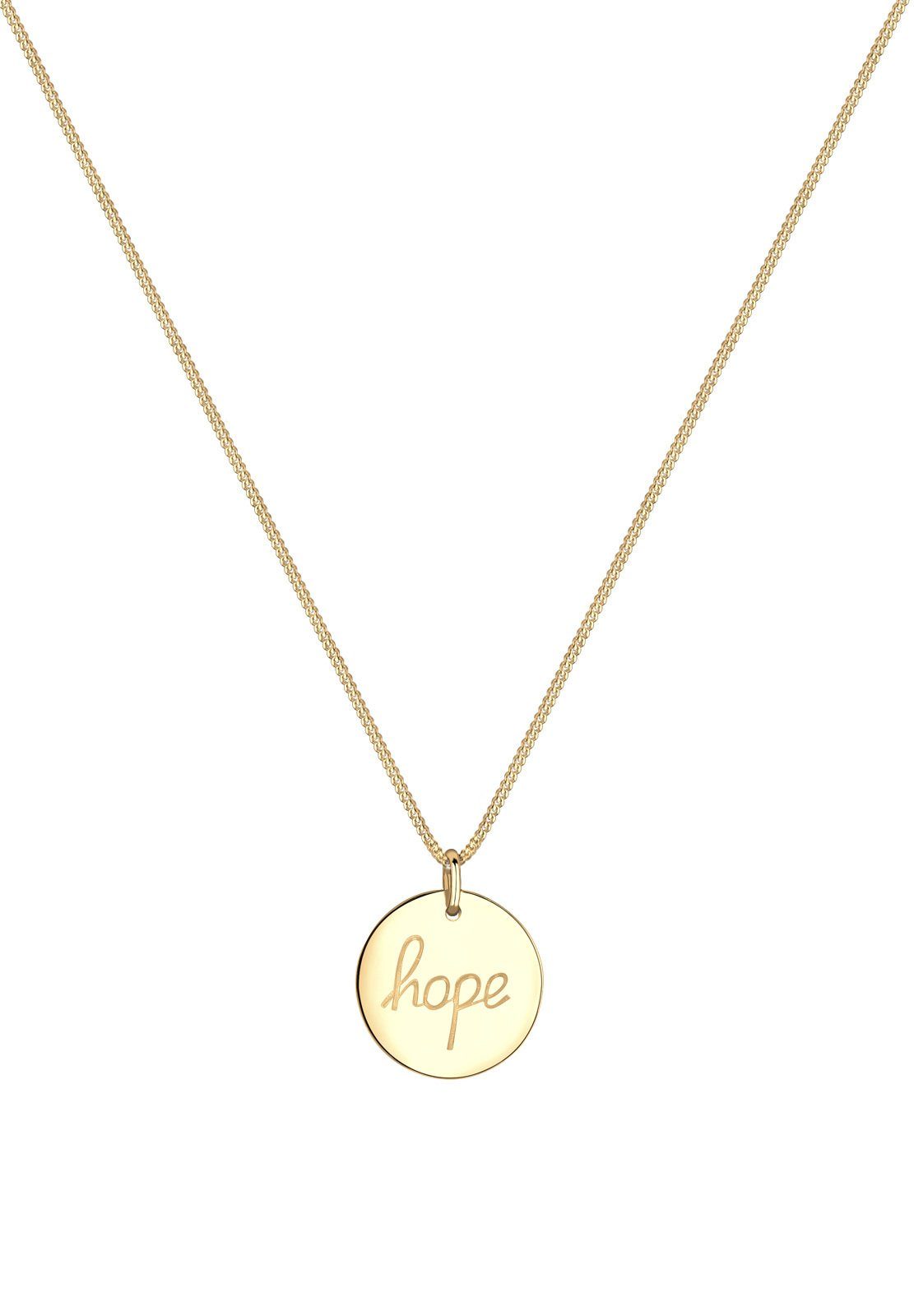 Anhänger Plättchen Kette Hope Gravur mit Gold Silber mit Elli 925