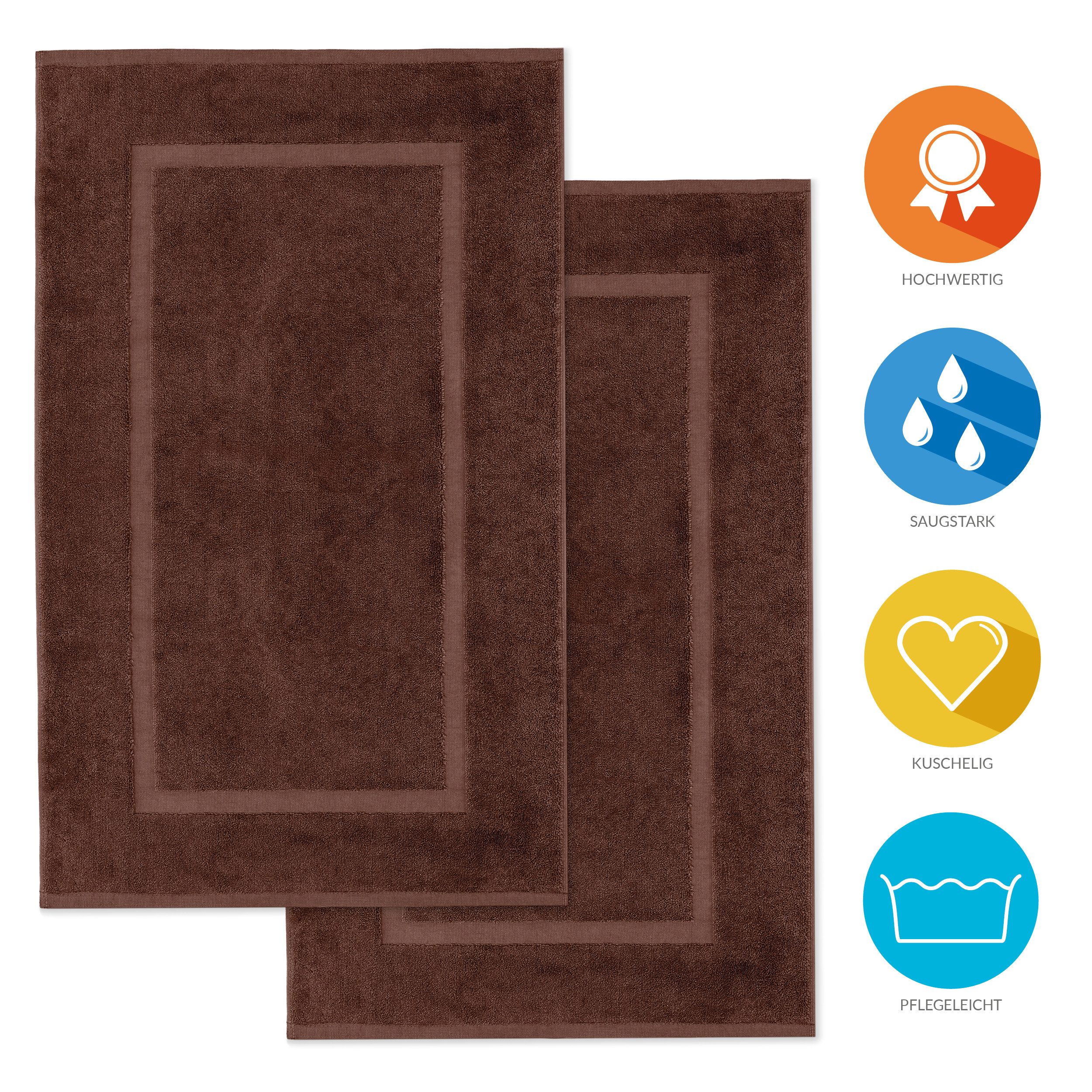 Lavea Badematte 2er Set Badeteppiche Elena Frottee 50x80 cm Badvorleger, 100% Baumwolle, 500 g/m² Frottier, weich & saugstark, pflegeleicht – Bild 2 von 5