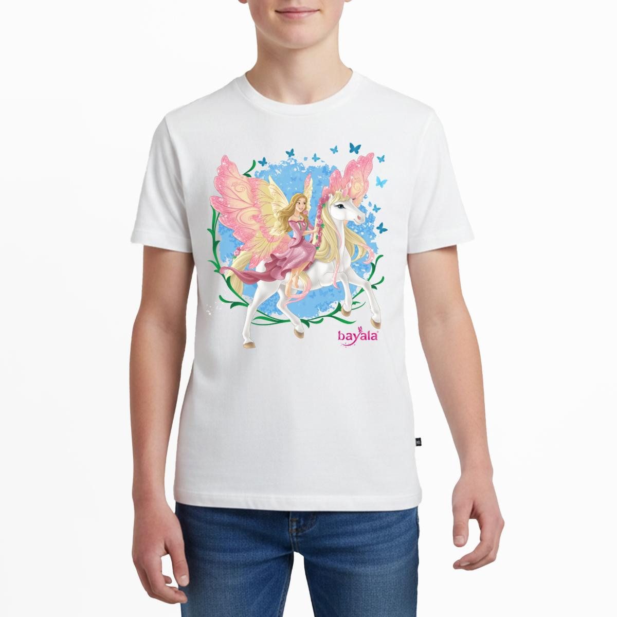 T-Shirt Schleich Bayala Elfe Feya Reitet Pegasus-Einhorn Teenager Premium T-Sh