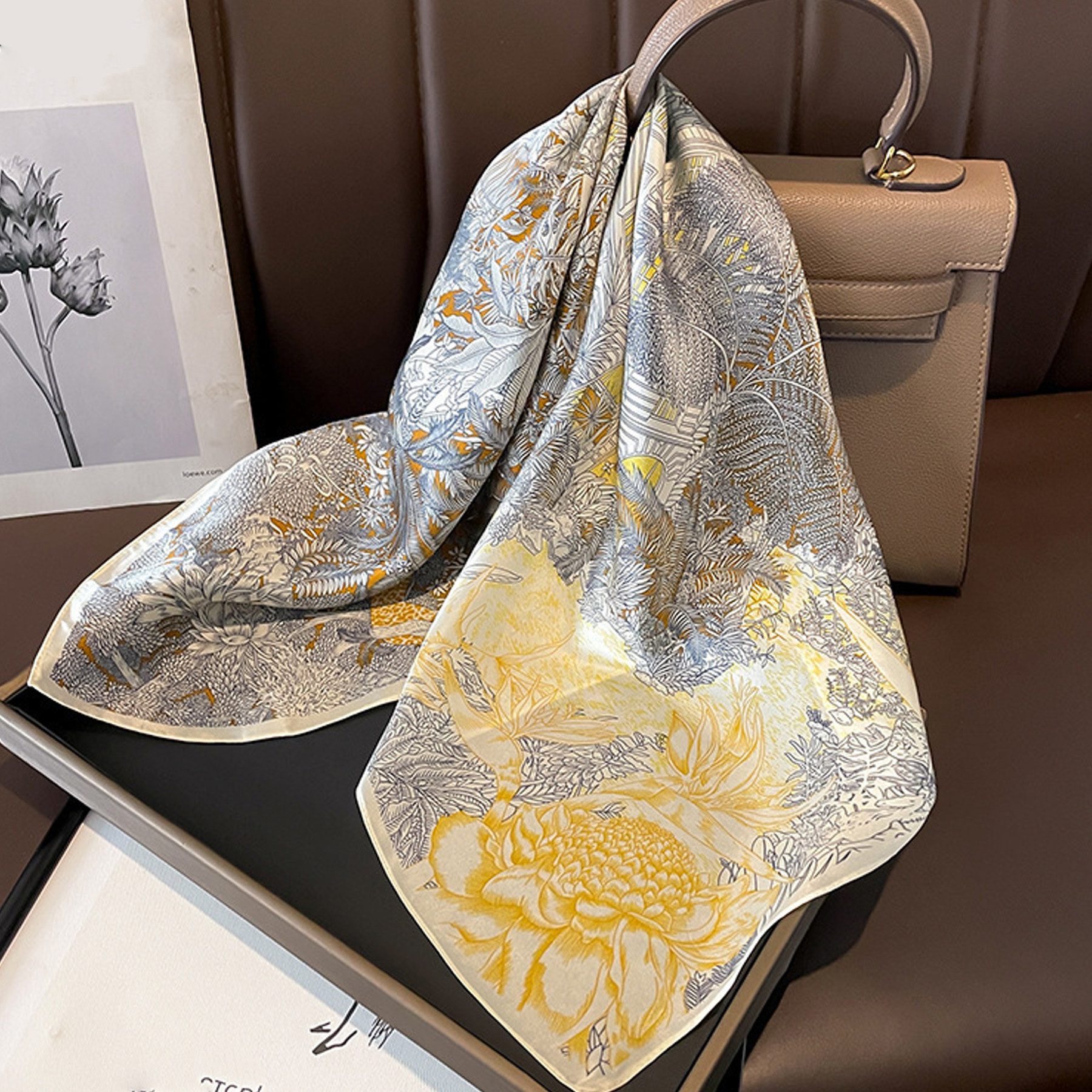 Mutig Seidentuch 100% Maulbeerseide Halstuch Damen, (elegantes quadratisches Seidentuch 68 x 68 cm, elegantes quadratisches Seidentuch 68 x 68 cm, Satin Nickituch Bandana), Kopftuch für Haare, Hals und Tasche
