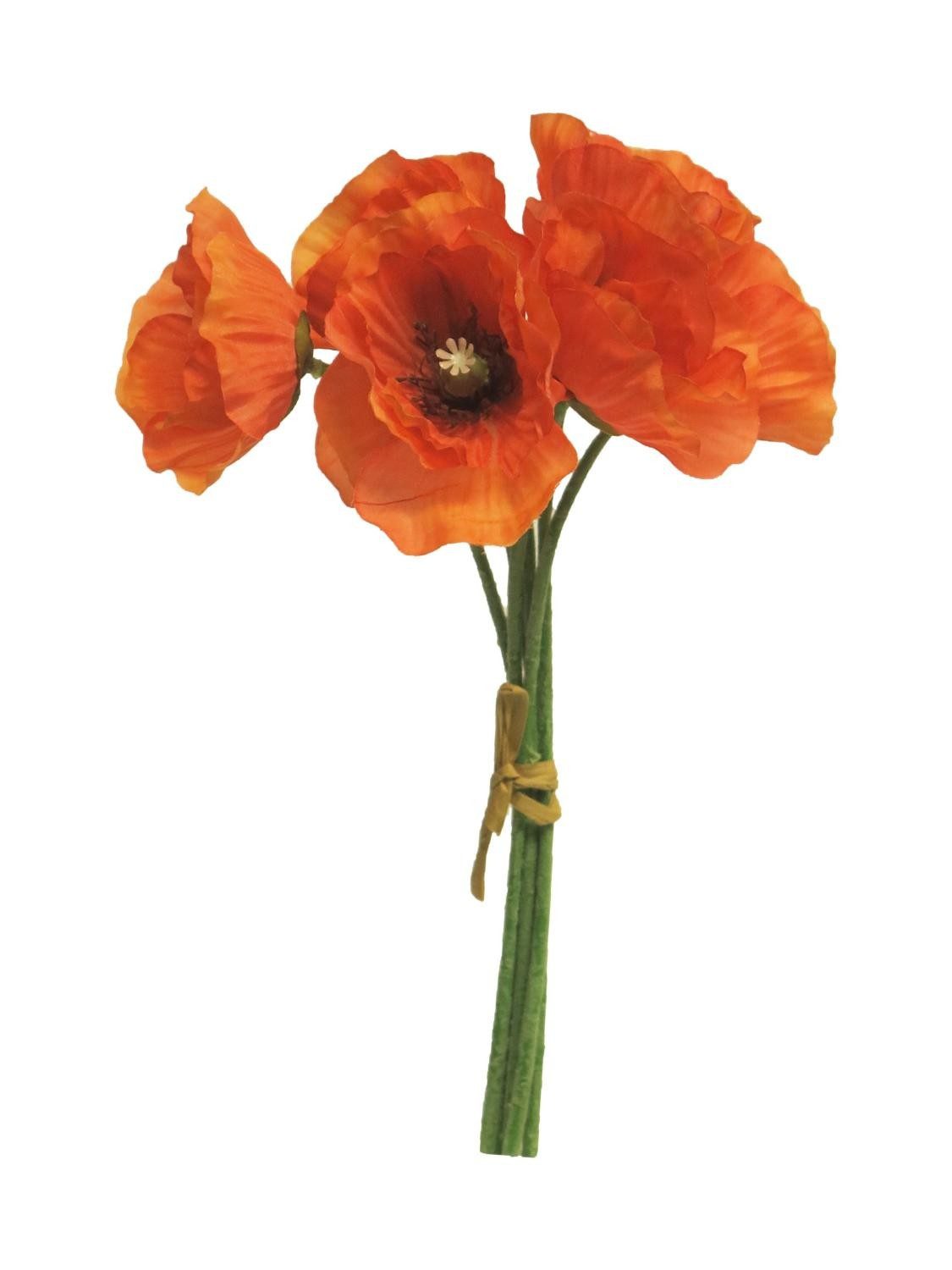 Kunstblumenstrauß Kunst Mohnblumen Bund Xiong, orange, 30 cm Mohnblume, artplants