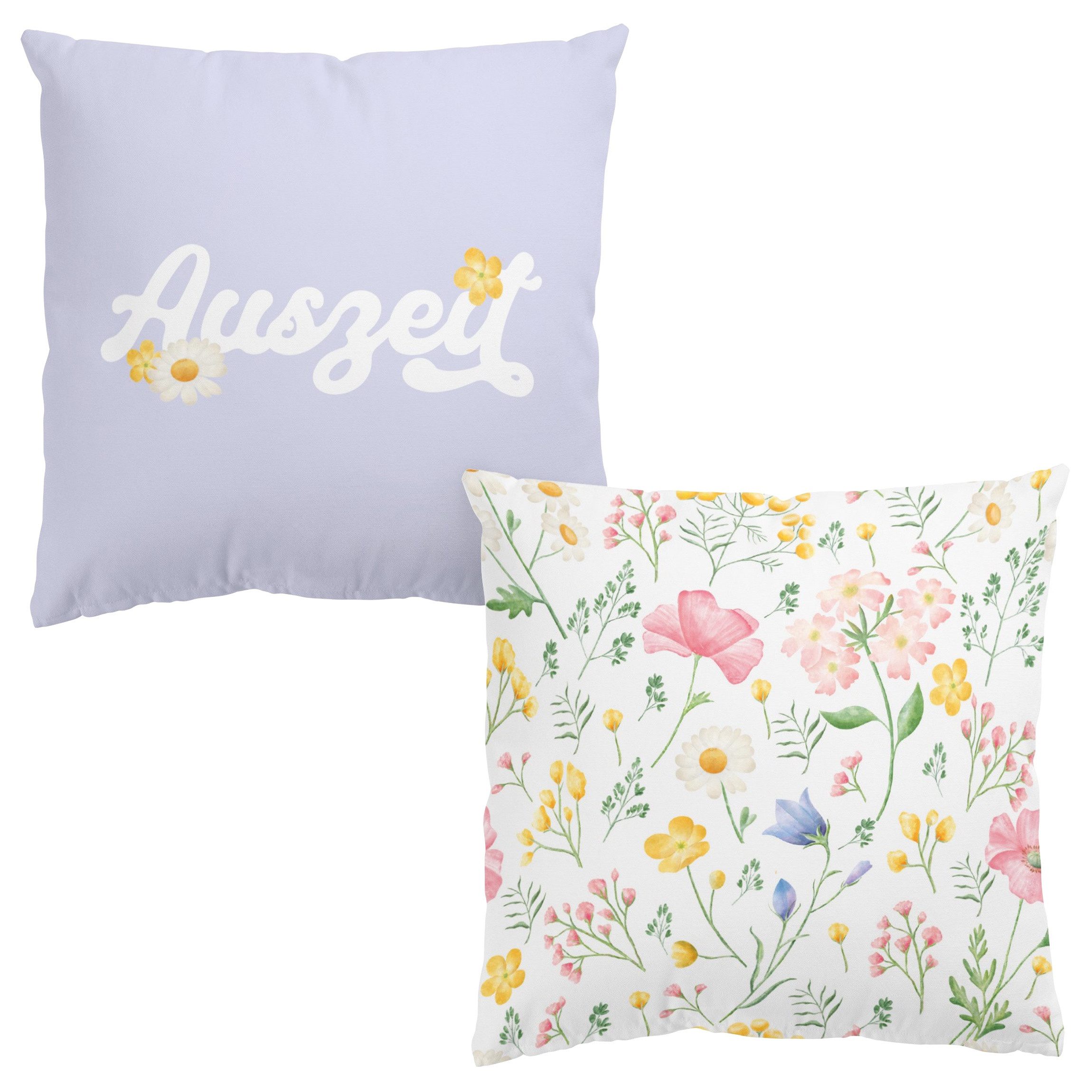 Bilderdepot24 Dekokissen 2-teilig drinnen / draußen Kissenhülle bunt Blumen Landhaus, Bezug mit / ohne Füllung Zierkissen Outdoor Sofa Bett
