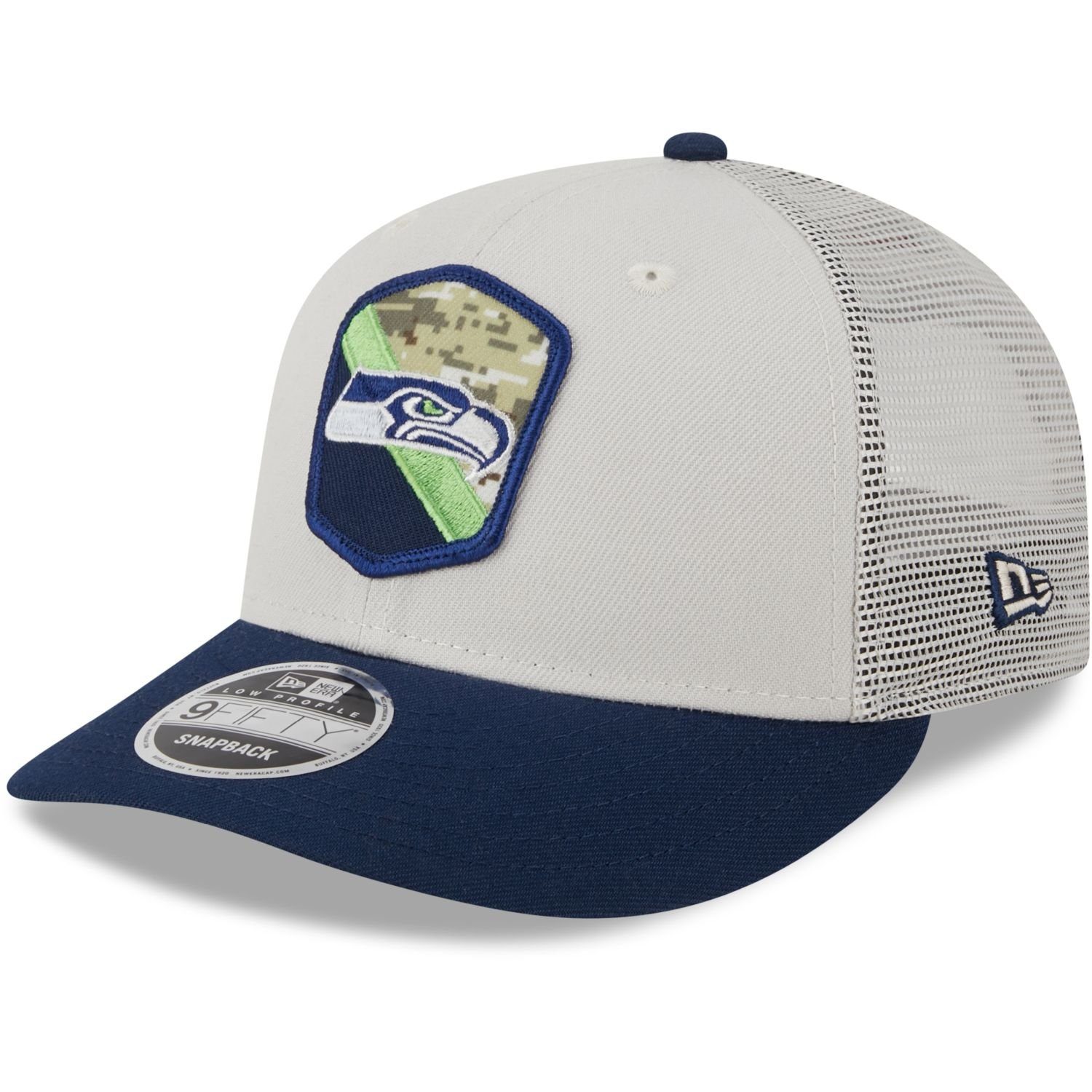 New Salute Seahawks Low Snapback to Profile Snap Seattle 9Fifty Service Cap NFL Era