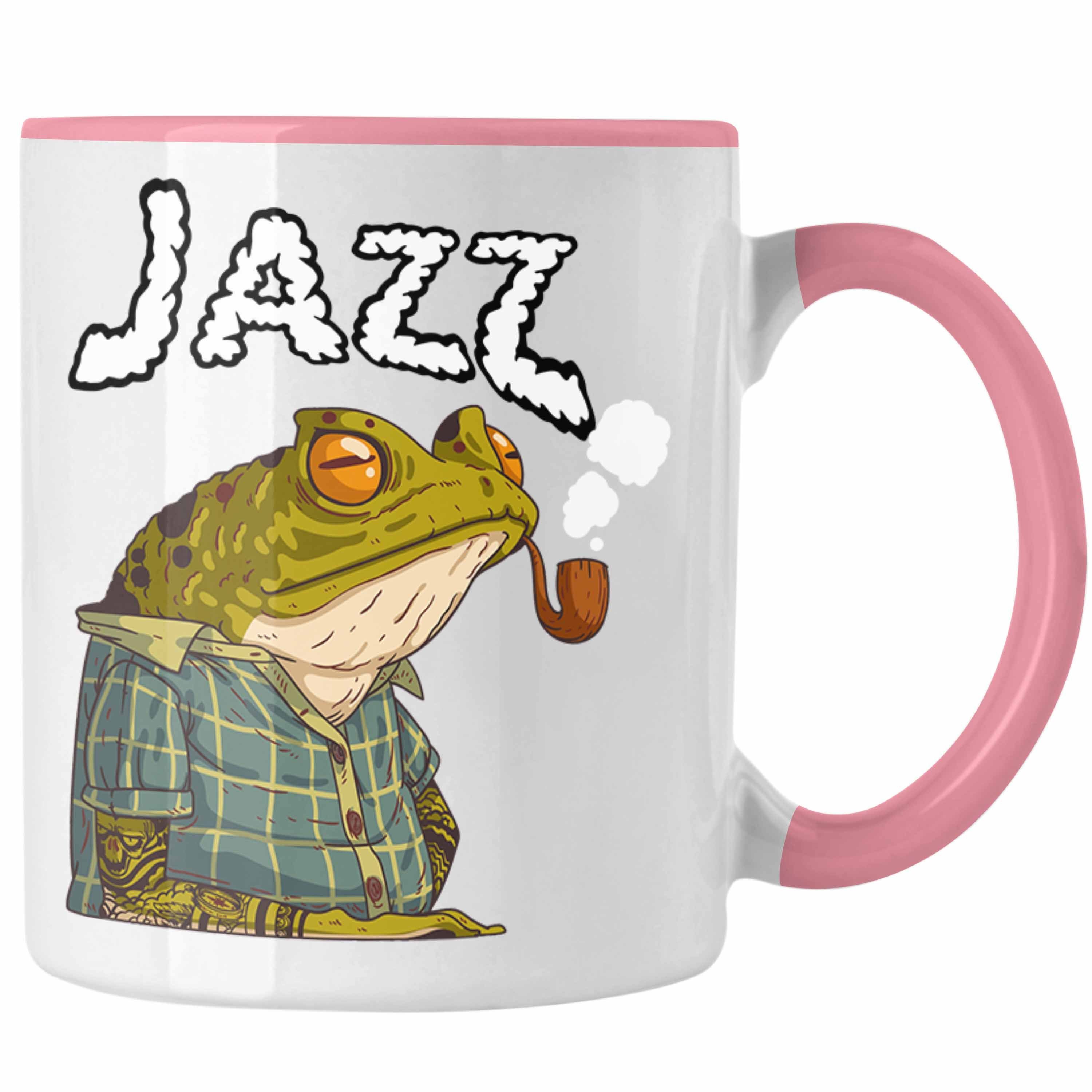 Trendation Tasse Jazz Tasse Grafik Geschenk Lustig Frosch Rosa