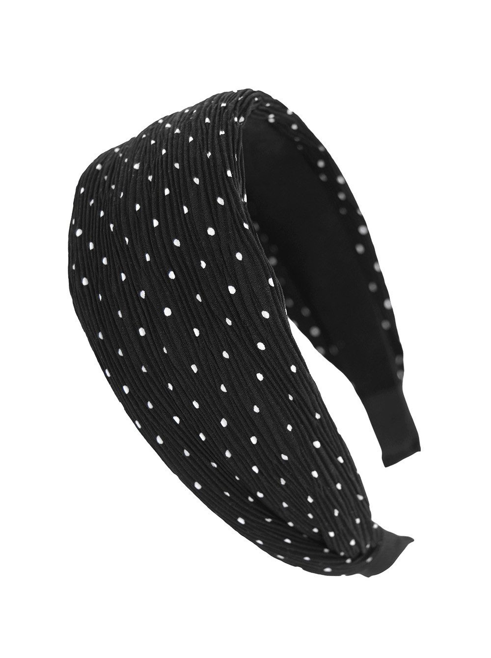 axy Haarreif Breiter Haarreif gepolstert Plisseestoff mit Punktmuster, Damen Breiter Vintage Haarreif Haarband Haarreifen