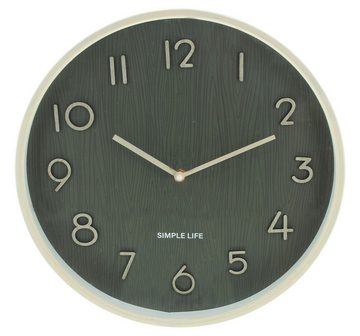 Home-trends24.de Wanduhr Wanduhr Holzoptik Modern Beige Braun Uhr Wanddeko 38 cm