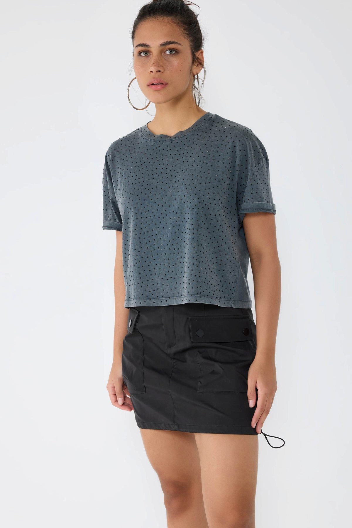 No Matter What T-Shirt Crop-T-Shirt mit Steinverzierungen günstig online kaufen