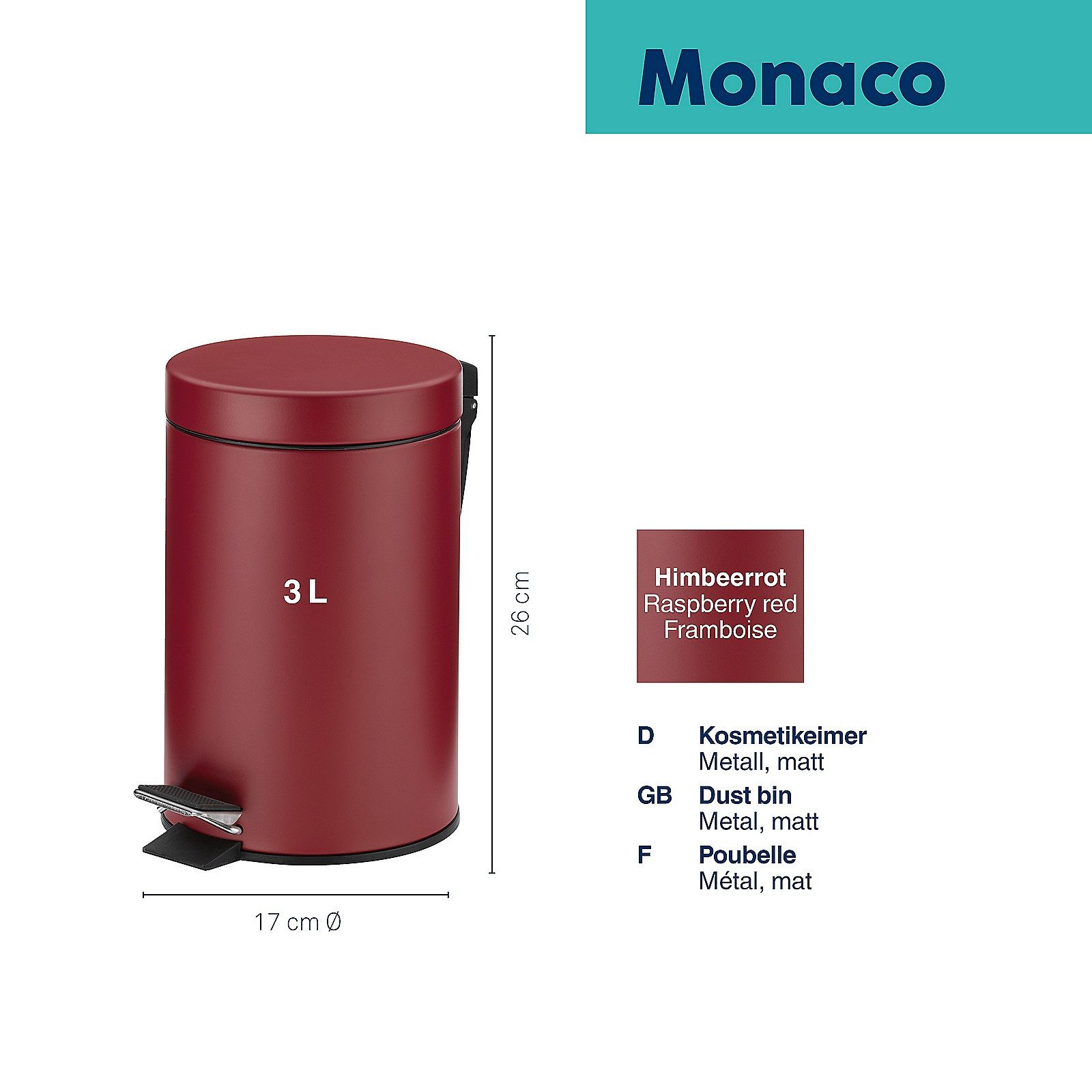 kela Kosmetikeimer Monaco, herausnehmbarer Inneneimer mit Tragegriff, 3 L