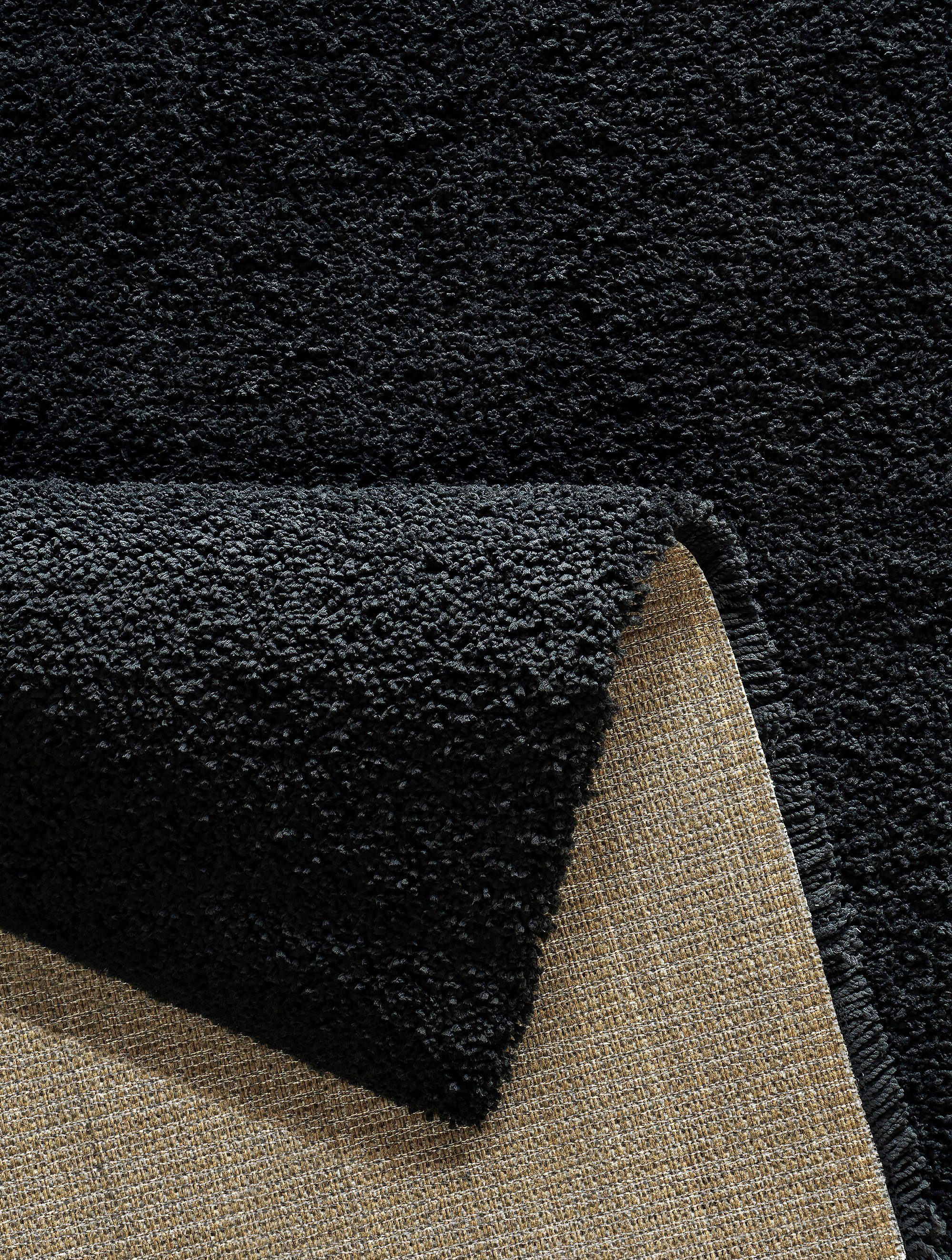 Hochflor-Teppich Ilvi, andas, besonders Höhe: schwarz einfarbig, weich rechteckig, extra mm, Mikrofaser, 31 durch flauschig, weich