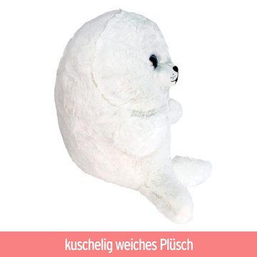 BEMIRO Tierkuscheltier Seehund weiß Robbe Plüsch XL - ca. 42 cm