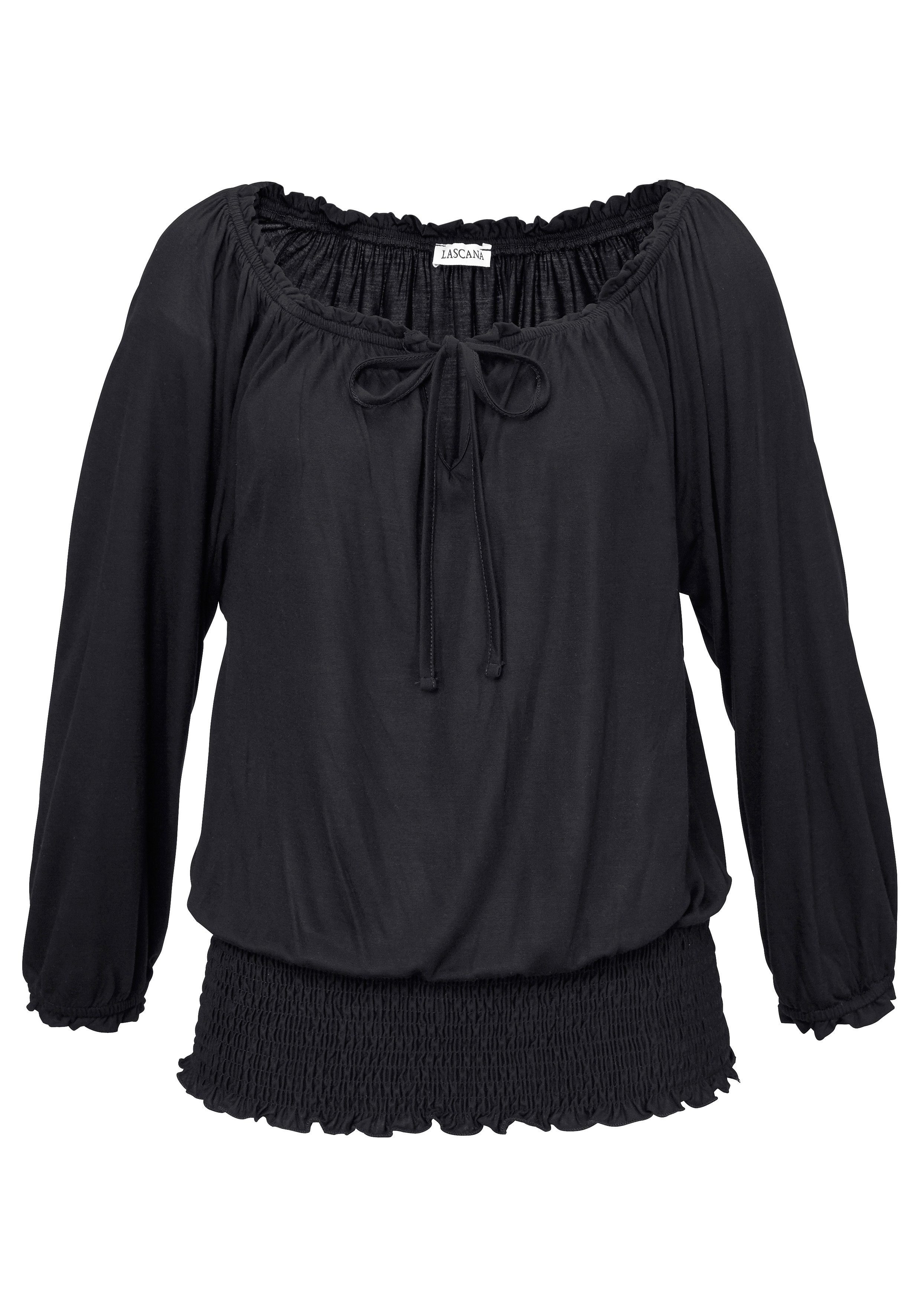 LASCANA Carmenshirt schwarz