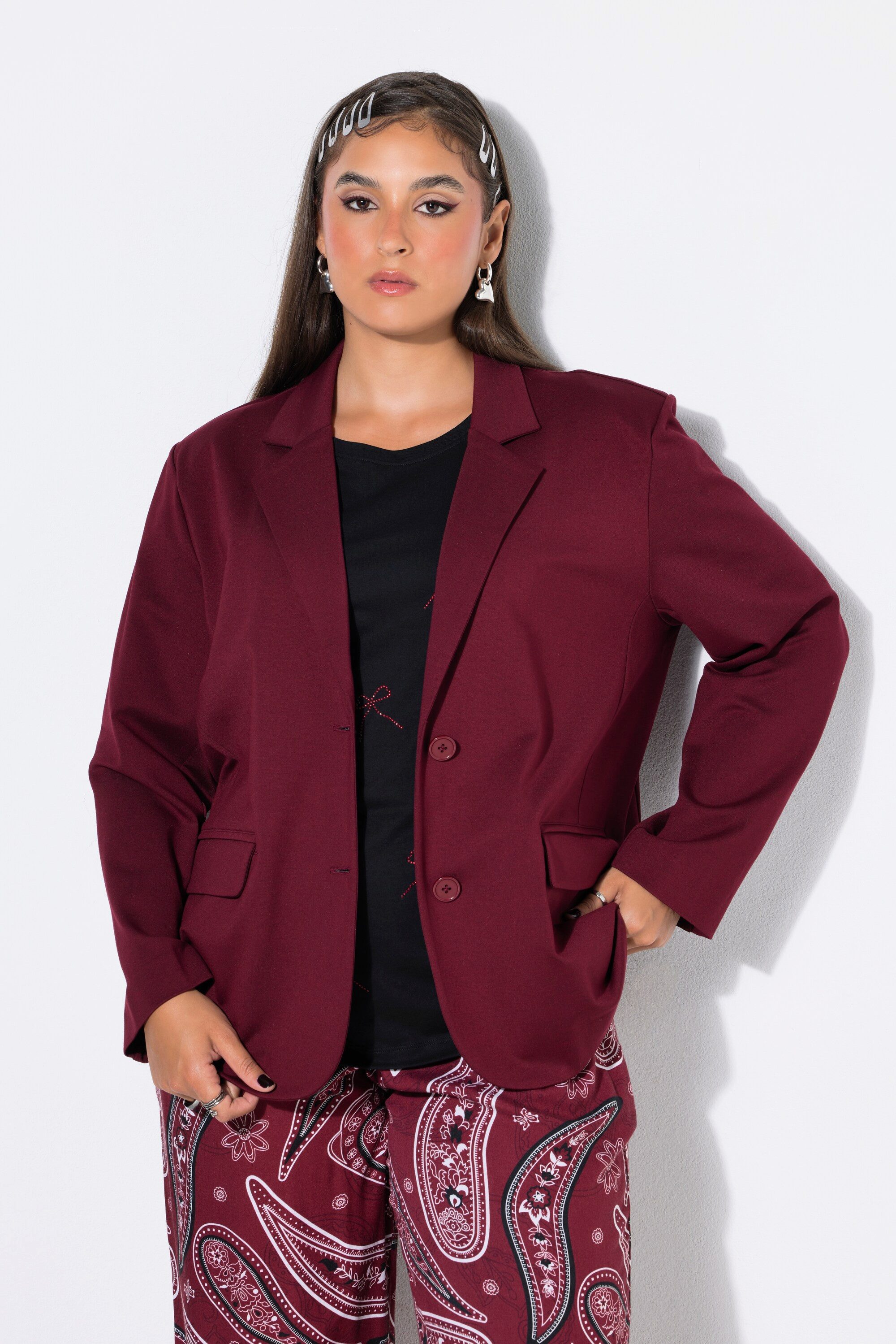 Studio Untold Blusenblazer Puntoblazer oversized Punto-di-Roma Jersey