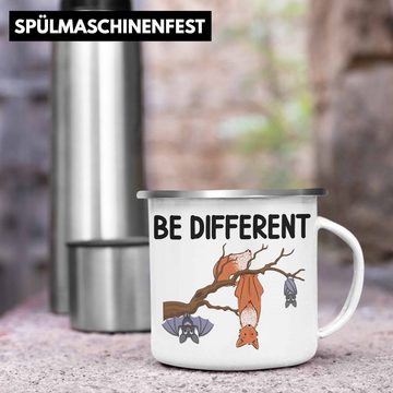 Trendation Thermotasse Trendation - Fuchs Fledermaus Emaille Tasse Geschenk Be Different Geschenkidee für Frauen