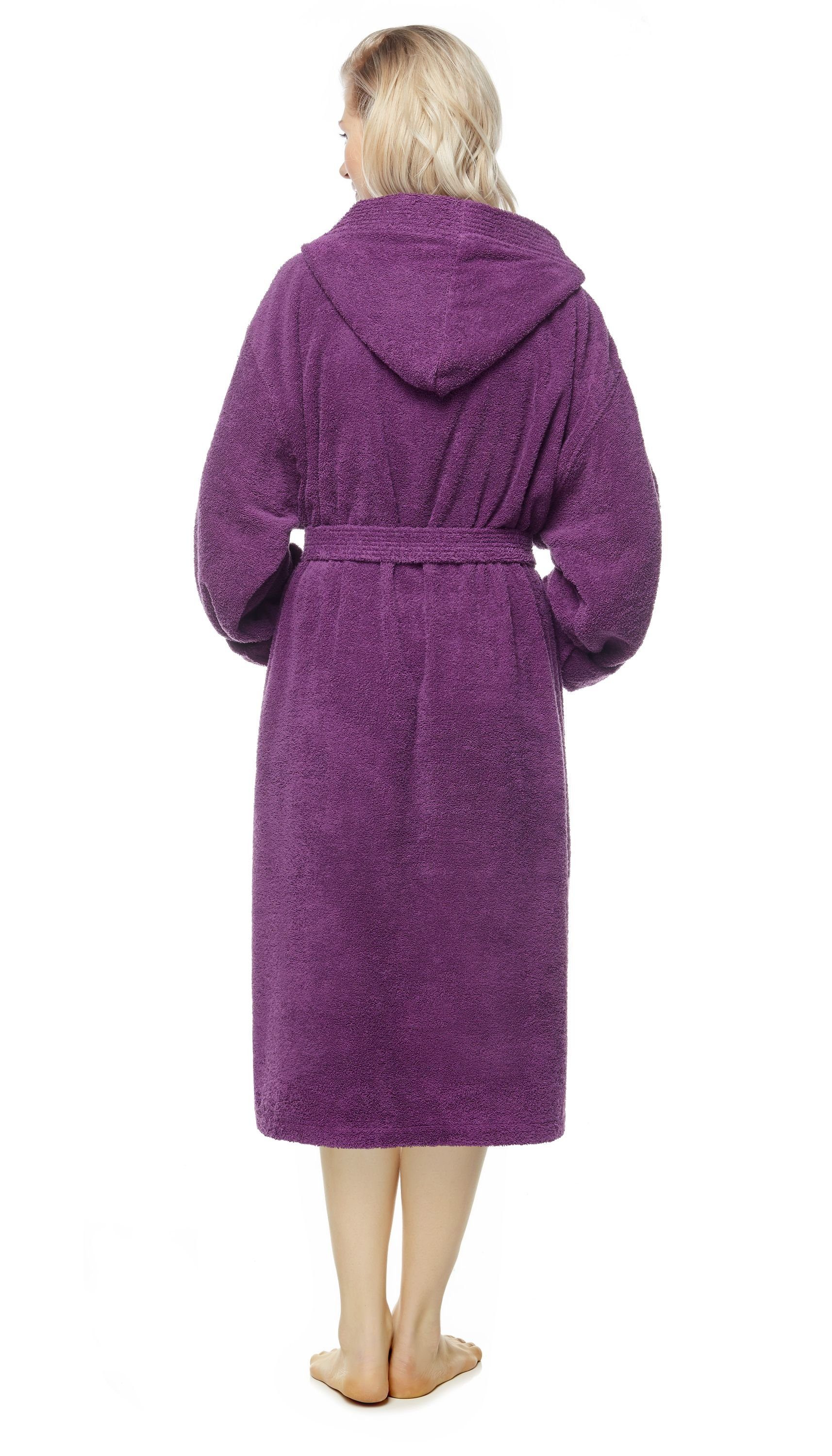 Arus Damenbademantel Pandora, waden lang, mit Kapuze, 100% Baumwolle, für S günstig online kaufen