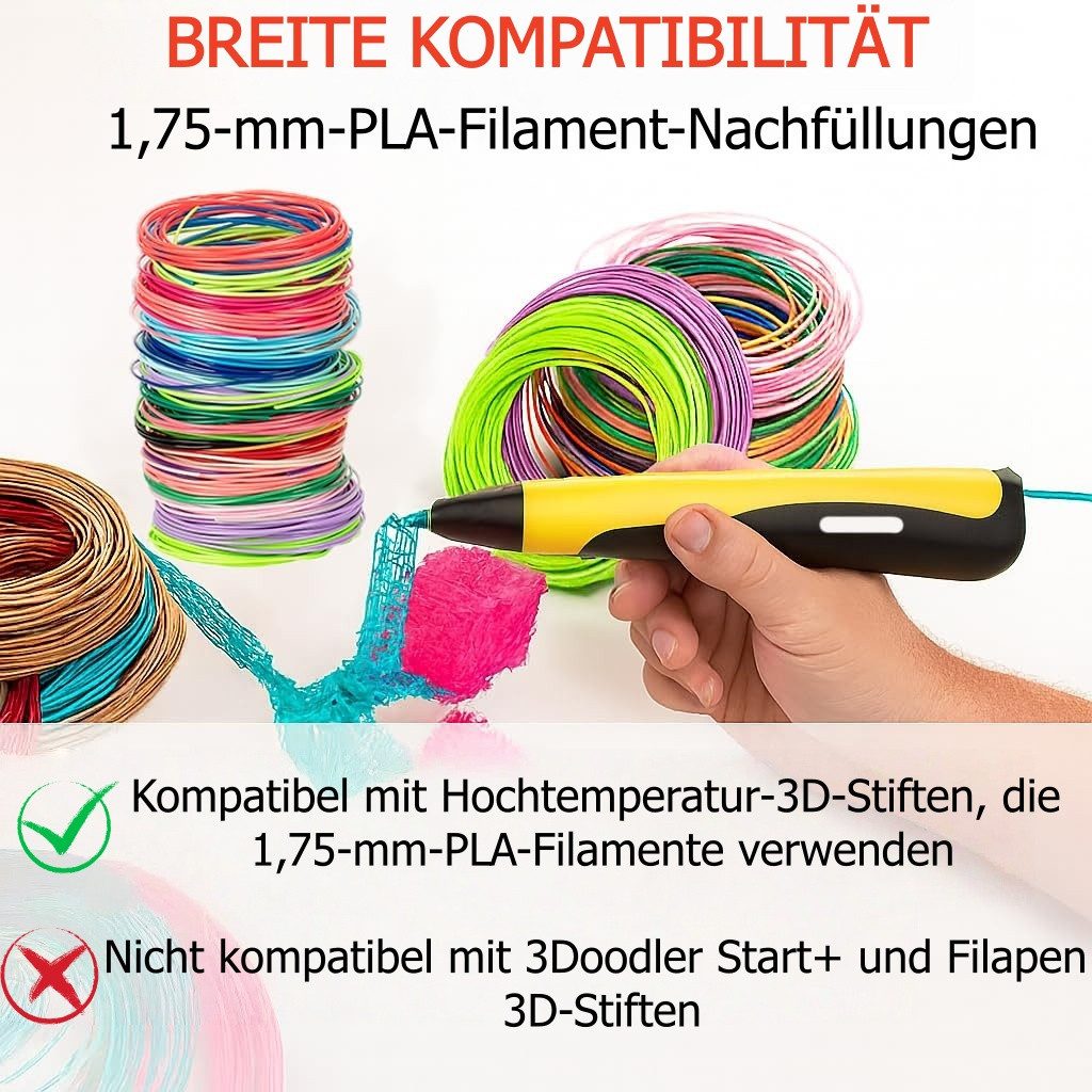 FOUORTUNATE-BEE 3D-Drucker PLA Filament 30 Farben für 3D-Stift, 1,75 mm, 150 m, 3D-Stift Nachfüllungen kompatibel mit MYNT3D & SCRIB3D