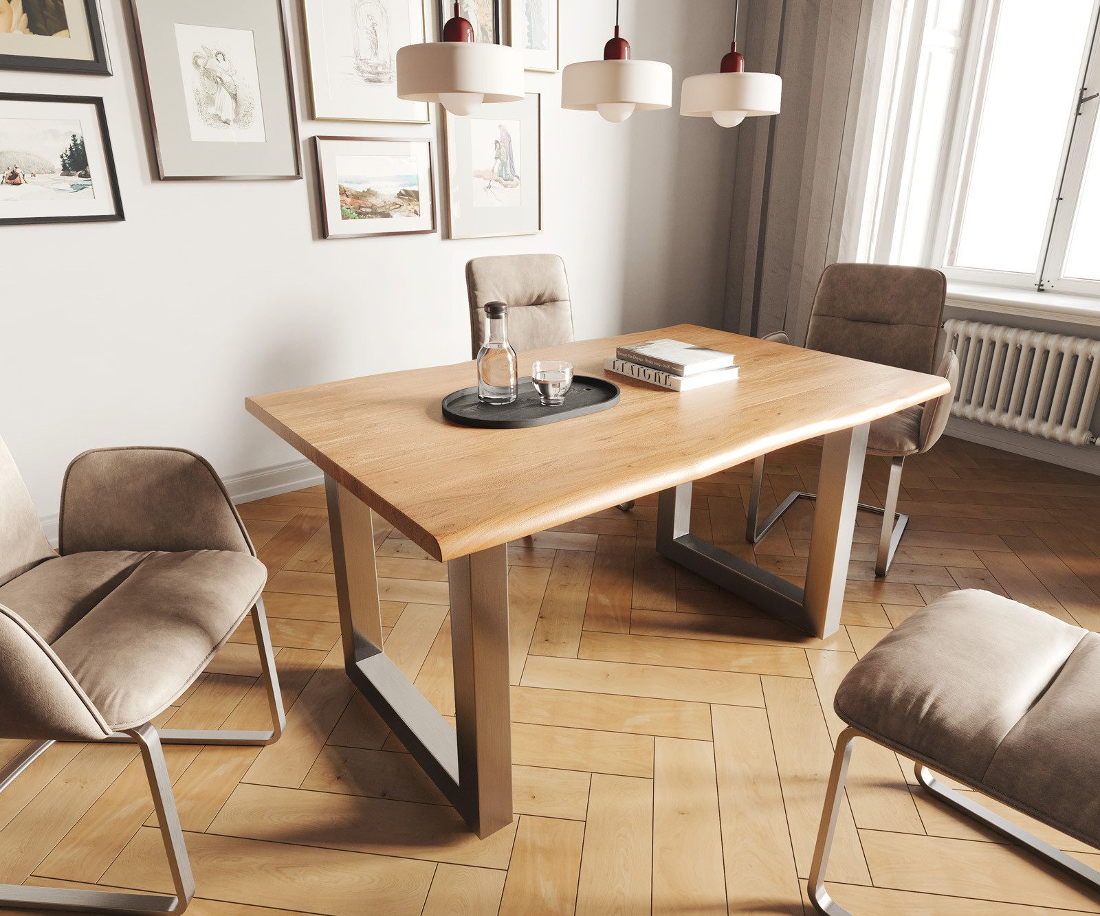 DELIFE Esstisch Edge, Akazie Natur 140x90 günstig online kaufen