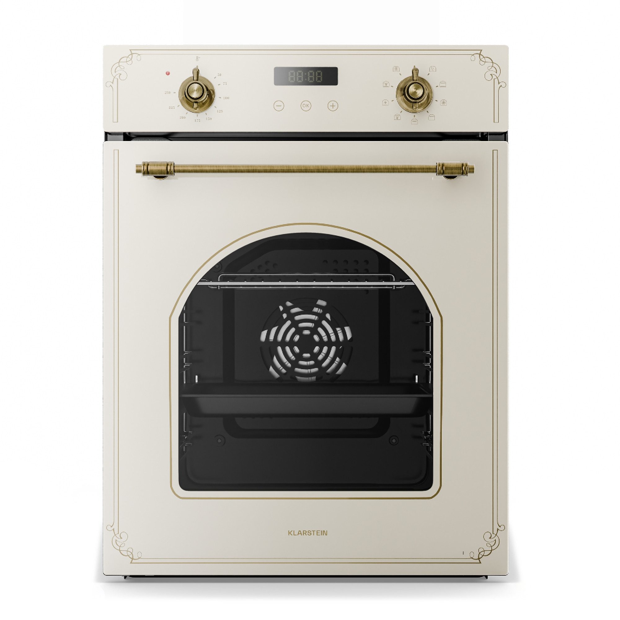 Klarstein Backofen Victoria, mit Verchromte Auszüge, kein, Elektrische Slim Einbaubackofen 10 Funktionen Timer 2000 W