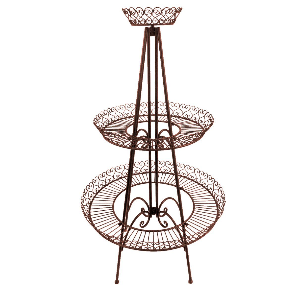 Lindner Pflanzentreppe LEX Pflanzenständer aus Eisen mit 3 Etagen Farbe Antik Grau / Braun