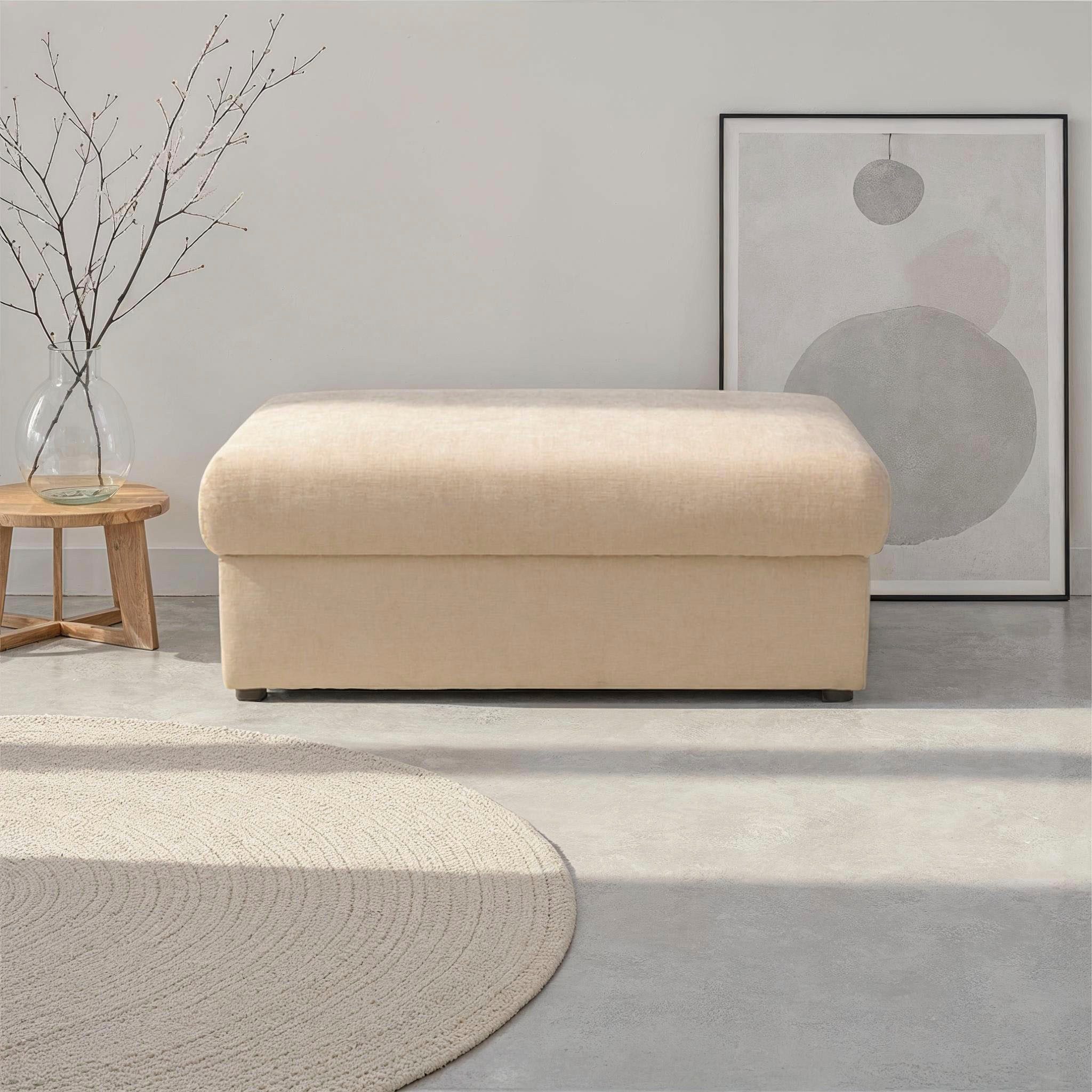 DOMO collection Hocker Dundee, passende Ergänzung zum Mega-Sofa, pflegeleichter, edler Strukturstoff in Chenille-Optik