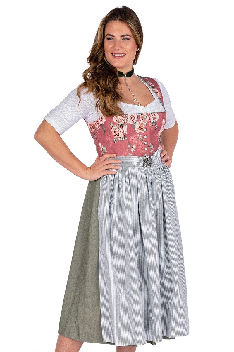 Berwin & Wolff Dirndl Midi Dirndl 2tlg. - HANJA - mauve/geblümt/oliv