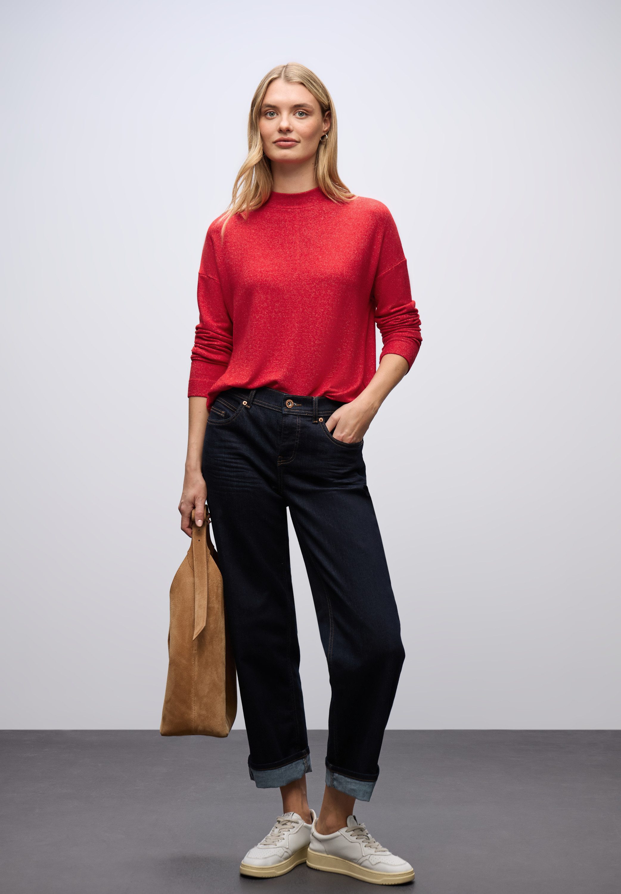 STREET ONE Langarmshirt mit Tunnelzug am Saum