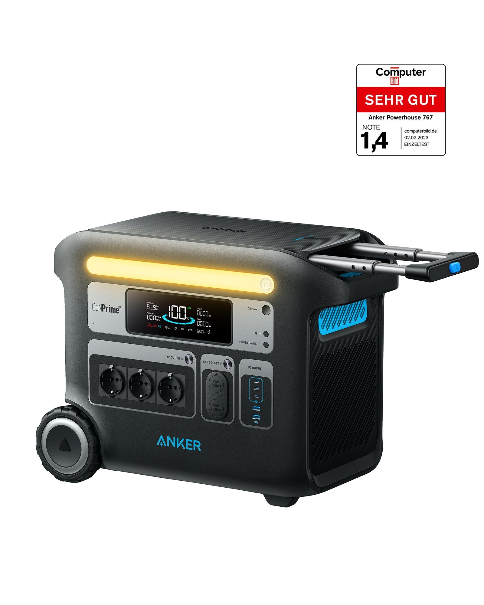 Anker Stromerzeuger F2000, 767 Powerstation, Solargenerator 2048Wh mit 2300W AC Ausgang, 2,30 in kW, (1-tlg), 6× längere Lebensdauer der LiFePO4 Batterie, GaNPrime PowerHouse