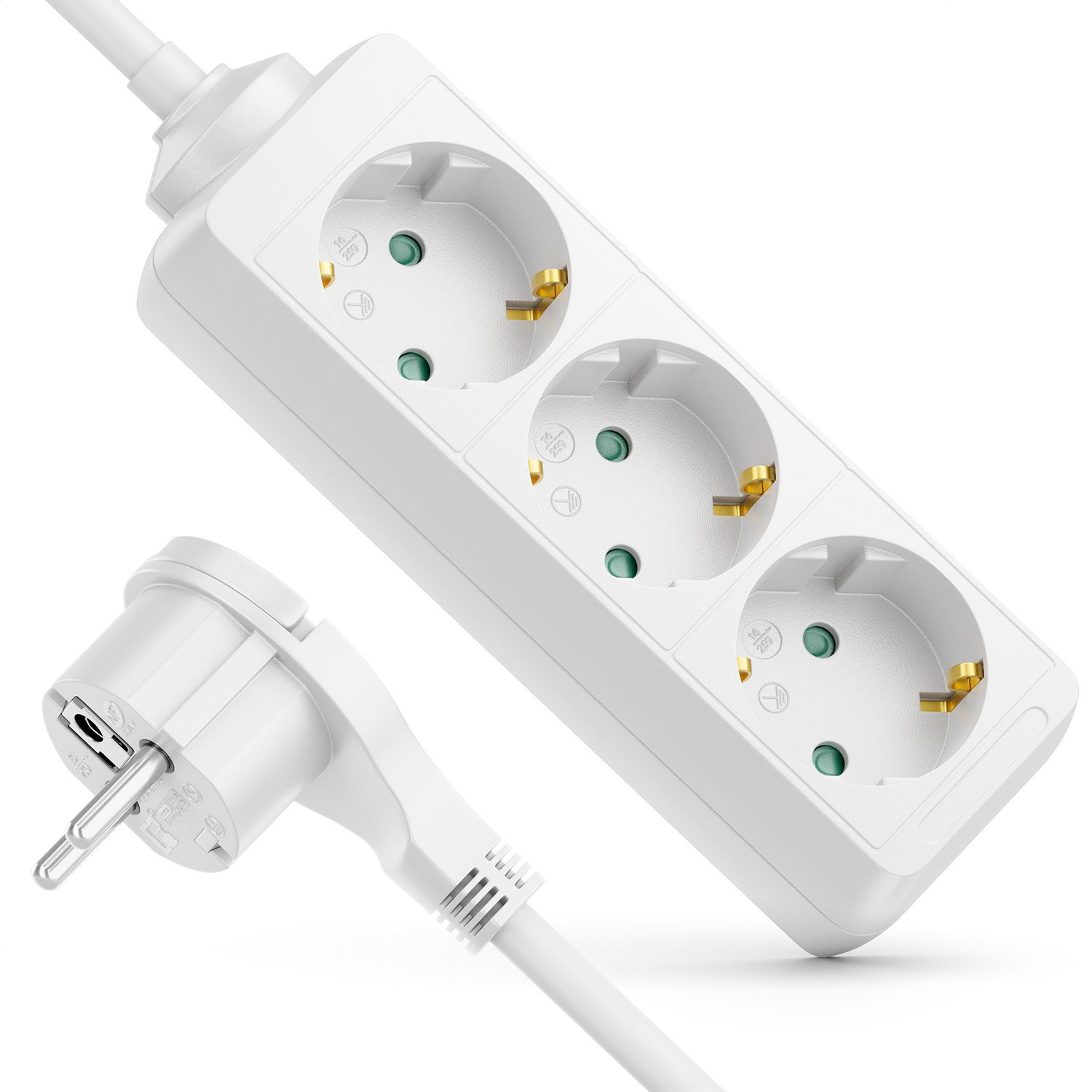 deleyCON deleyCON 3 Fach Розеткиleiste mit Flachstecker Stromleiste 3,0m Розеткиleiste