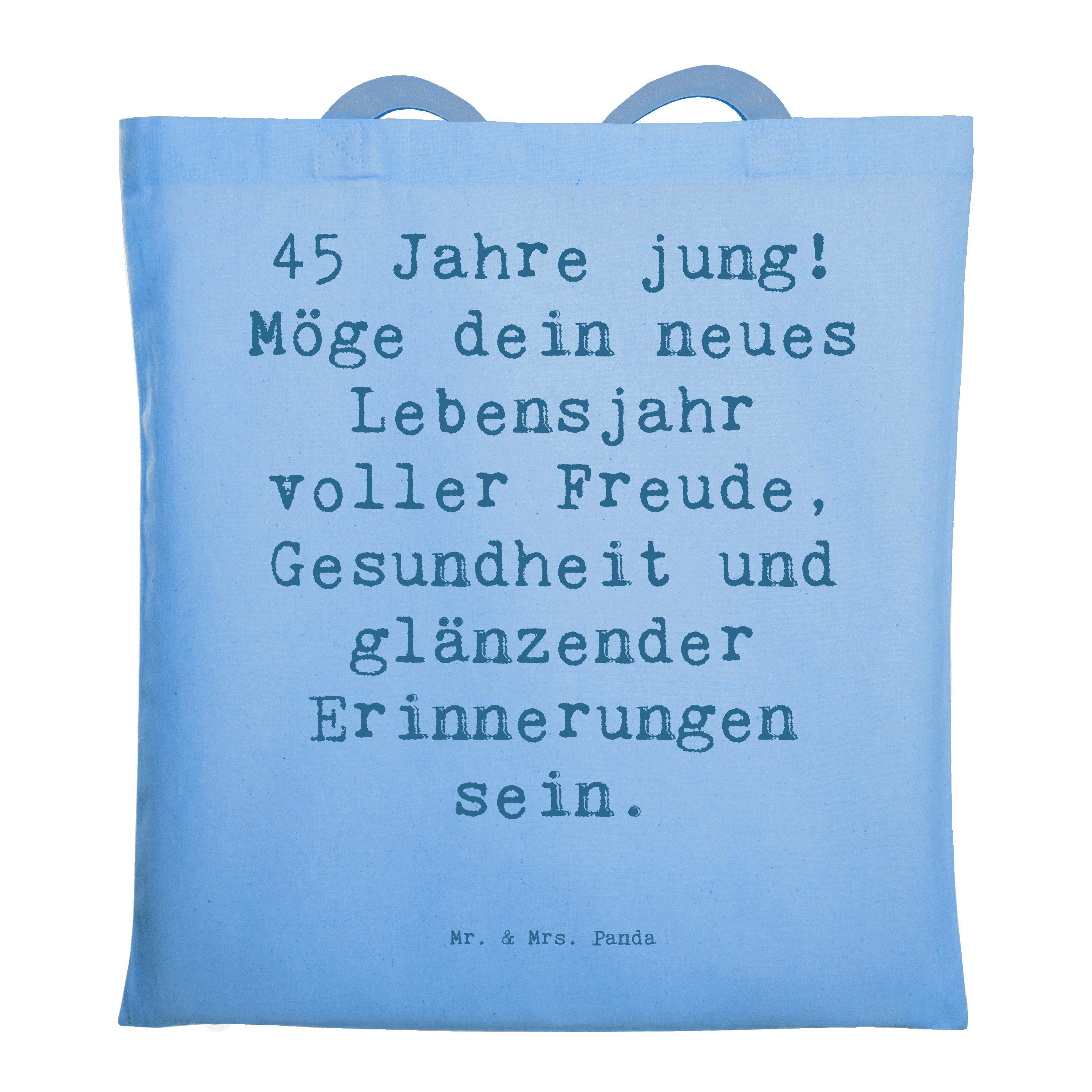 Mr. & Mrs. Panda Tragetasche Spruch 45. Geburtstag - Sky Blue - Geschenk, neues Lebensjahr, Badeta (1-tlg)