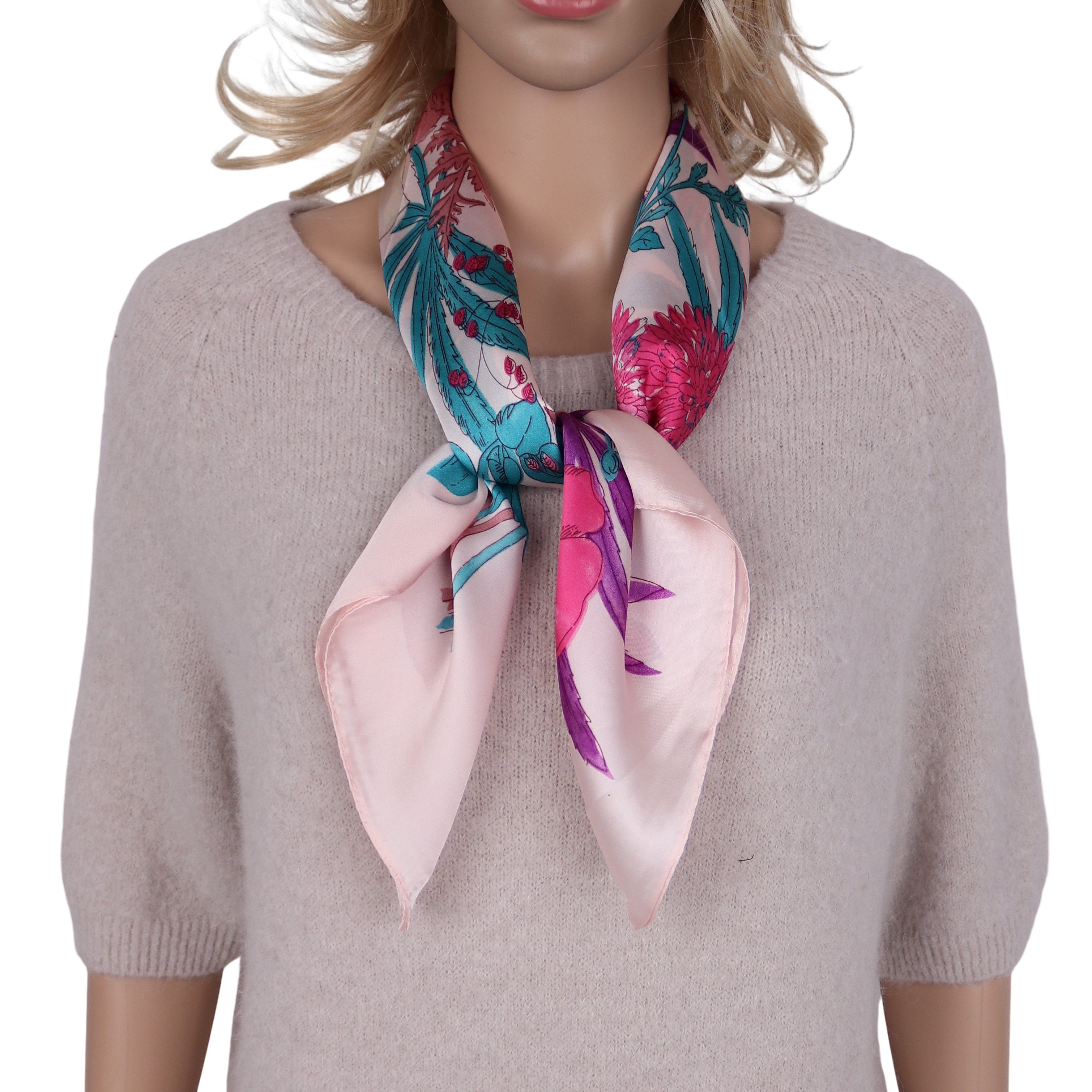 MIRROSI Nickituch Vierecktuch ca. 70x70cm wunderschöne Mustern, Damen Halstuch ideal für Frühling, Sommer oder Herbst