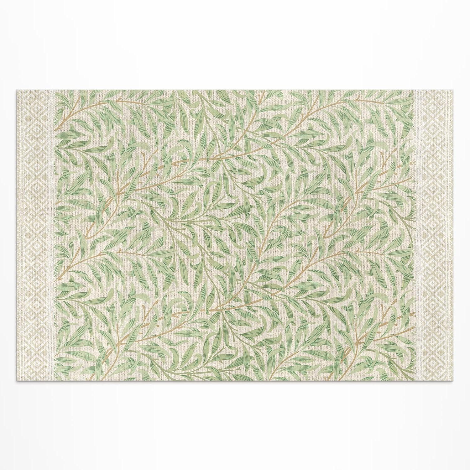 Tulup Vinylteppich Blattillustration Autor William Morris, Grün Vinylboden Vinyl-Läufer, Höhe: 90 mm