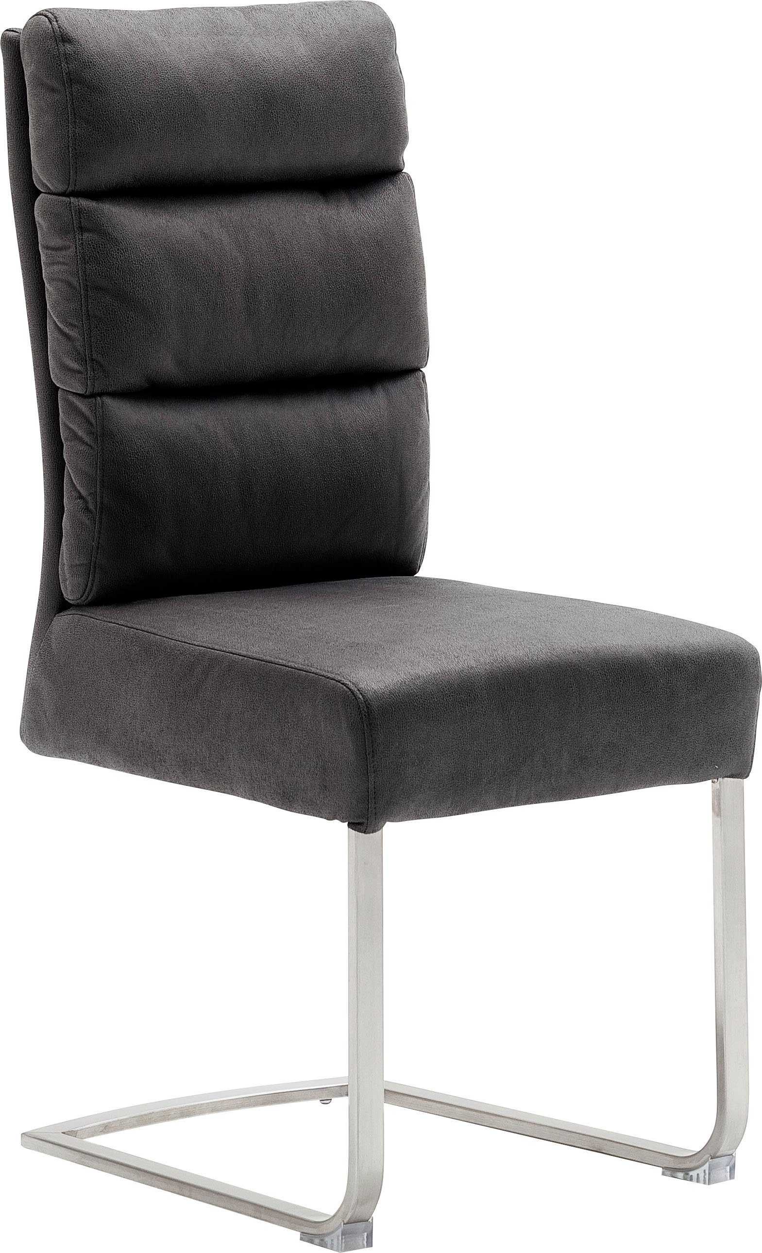 MCA furniture Grau Edelstahl gebürstet Kg Stuhl 2 | 120 St), Grau | Rochester Freischwinger bis belastbar (Set