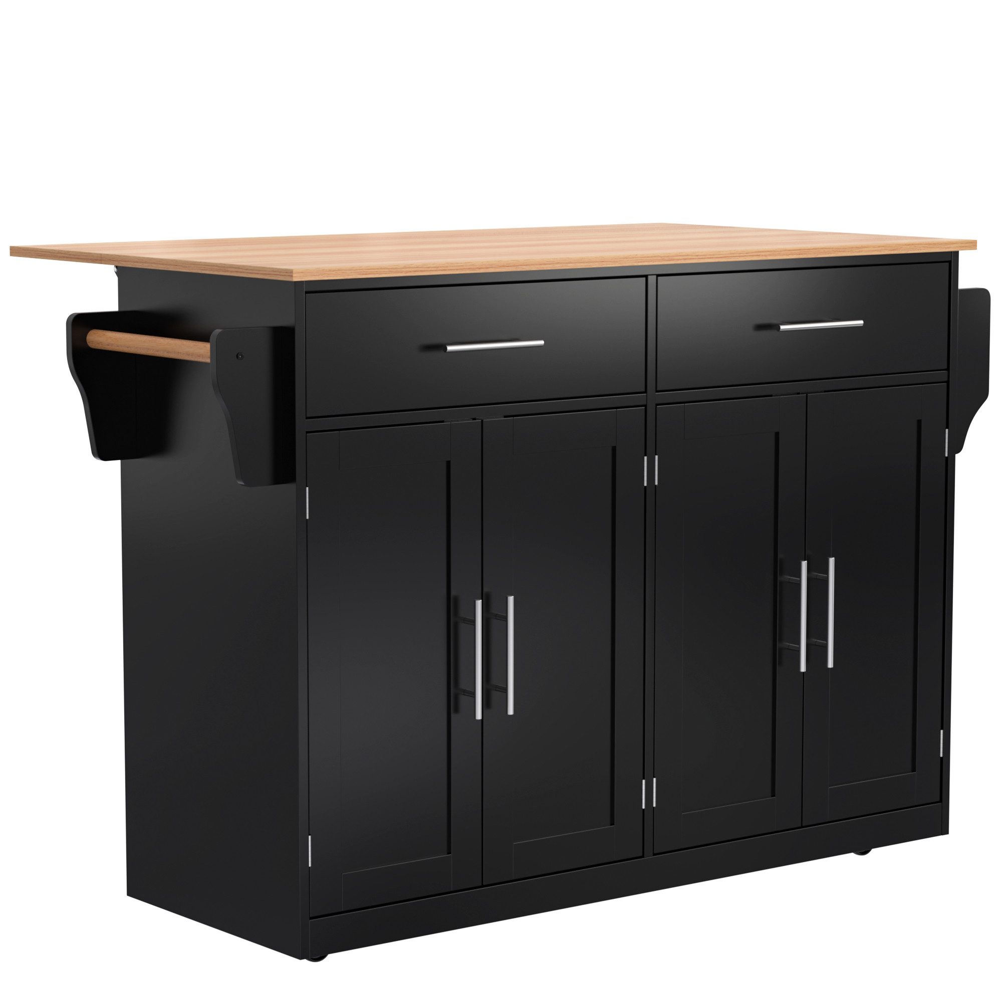 Küchenwagen Küchenschrank mit Rollen, 120x46(70)x91 cm, Arbeitsplatte