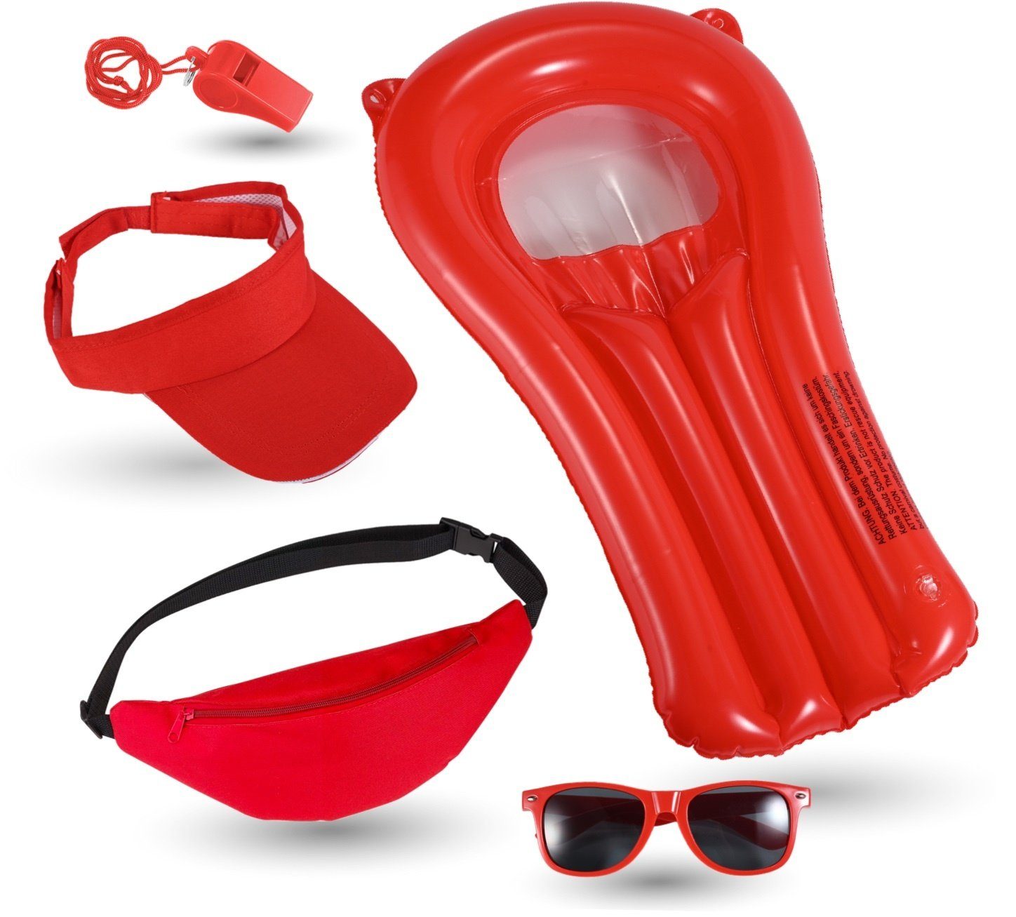 Kostümheld® Kostüm 5 in 1 Lifeguard Set Baywatch Kostüm Bademeister für Damen und Herren, unisex